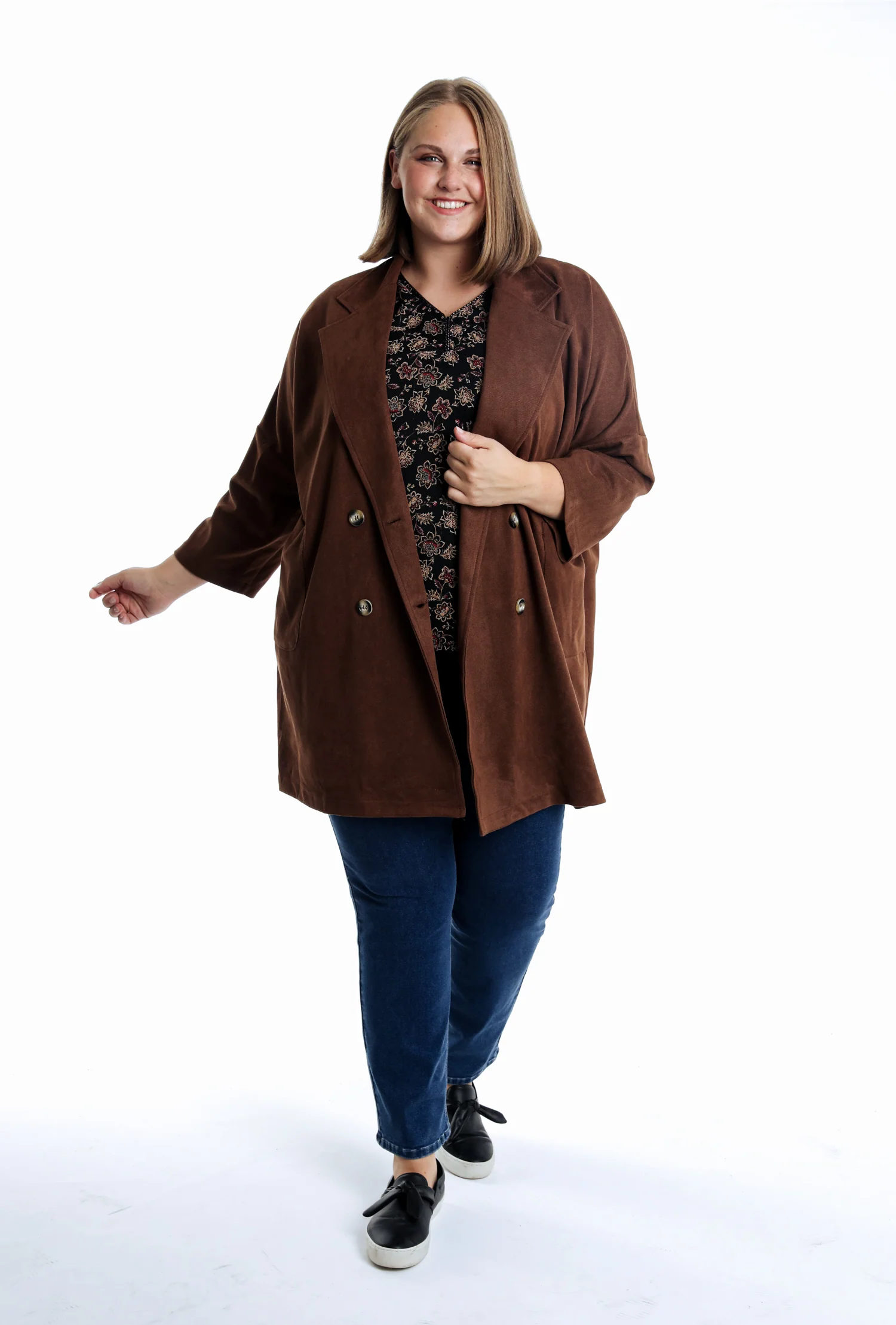 Manteau effet peau de pêche uni - Image 7