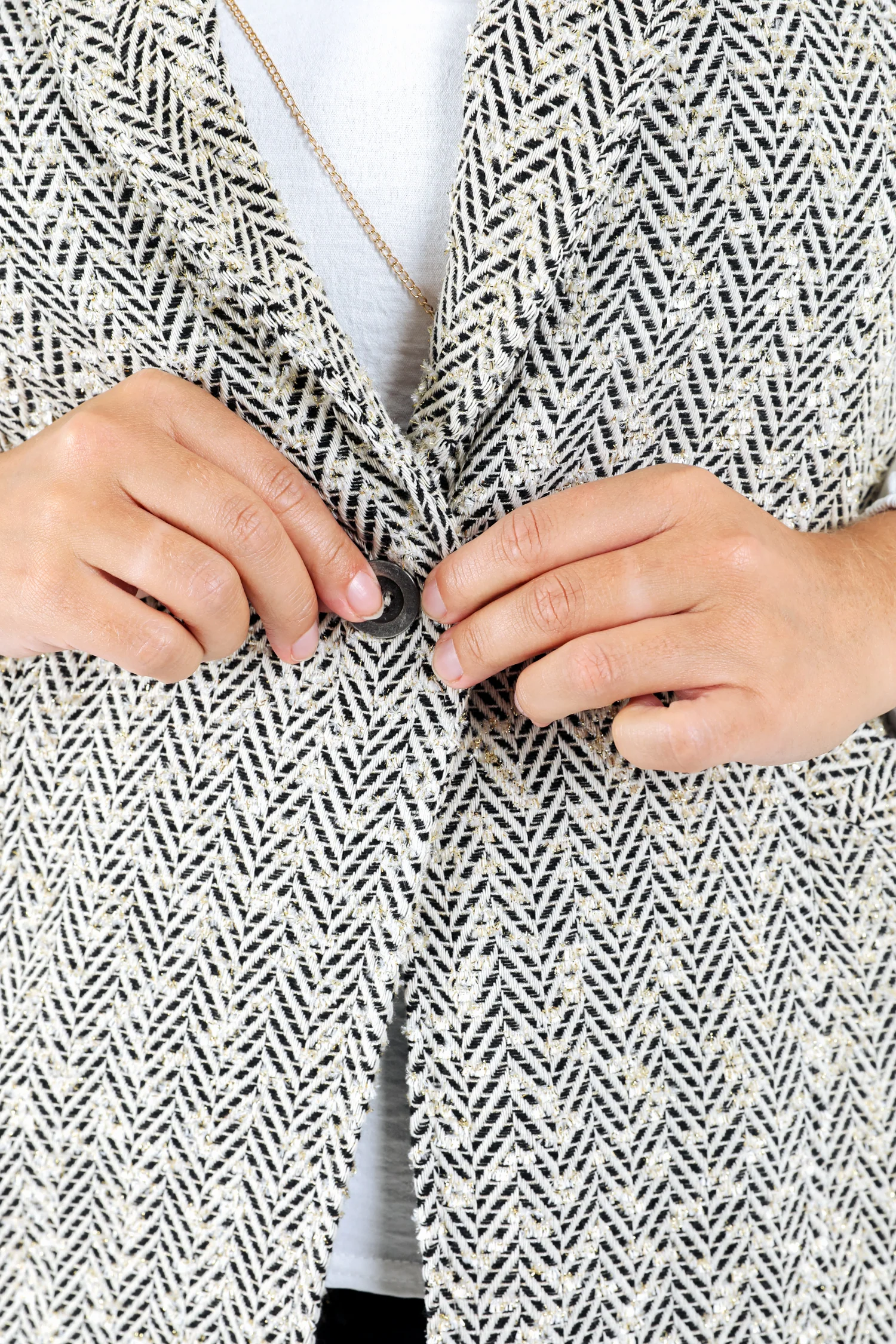 Blazer sans manches à motif chevrons - Image 4