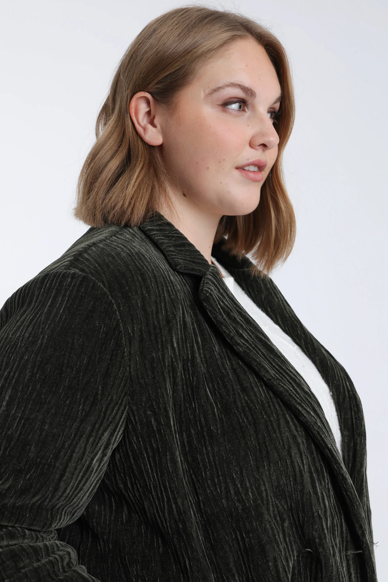 Blazer uni en velours plissé - Image 5