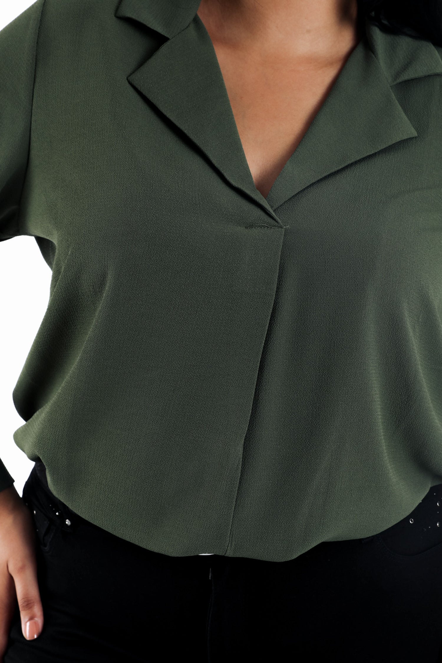Blouse col revers unie - Image 4