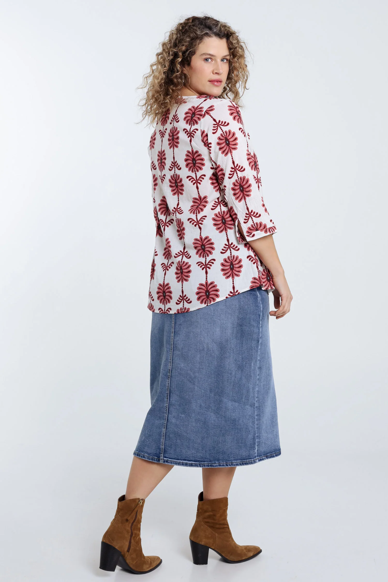 Blouse détail ajouré imprimé bicolore - Image 2