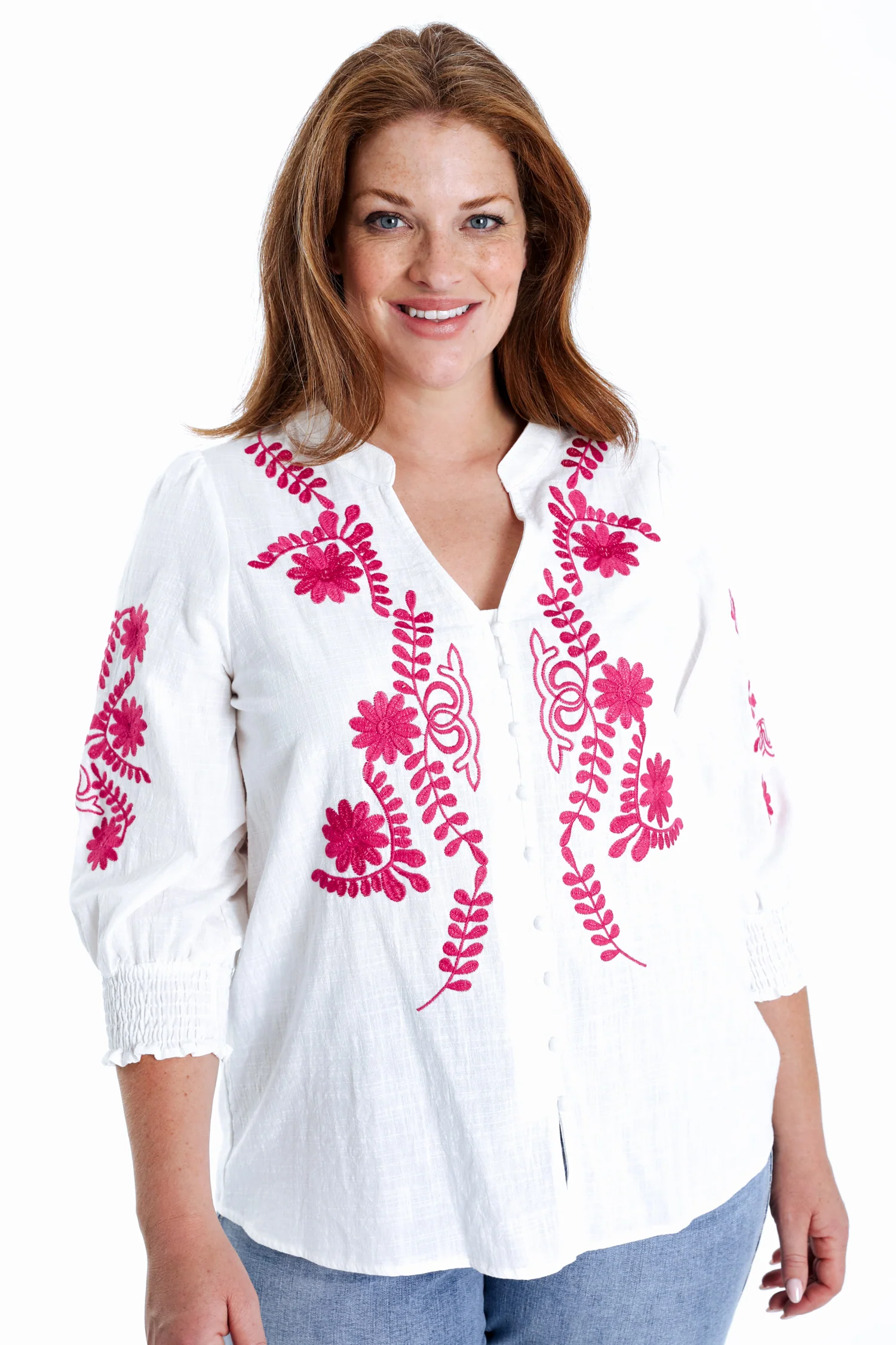 Blouse en coton avec broderies