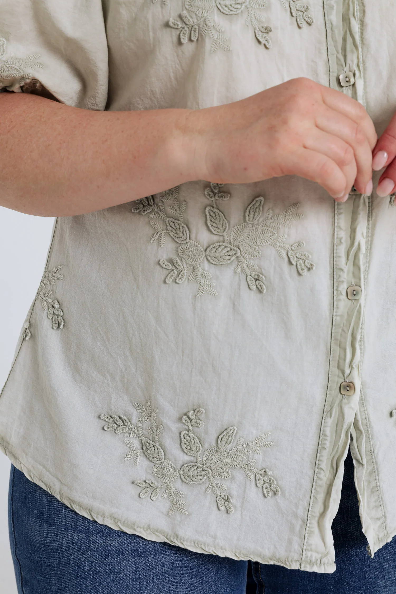 Blouse en coton avec fleurs brodées - Image 4