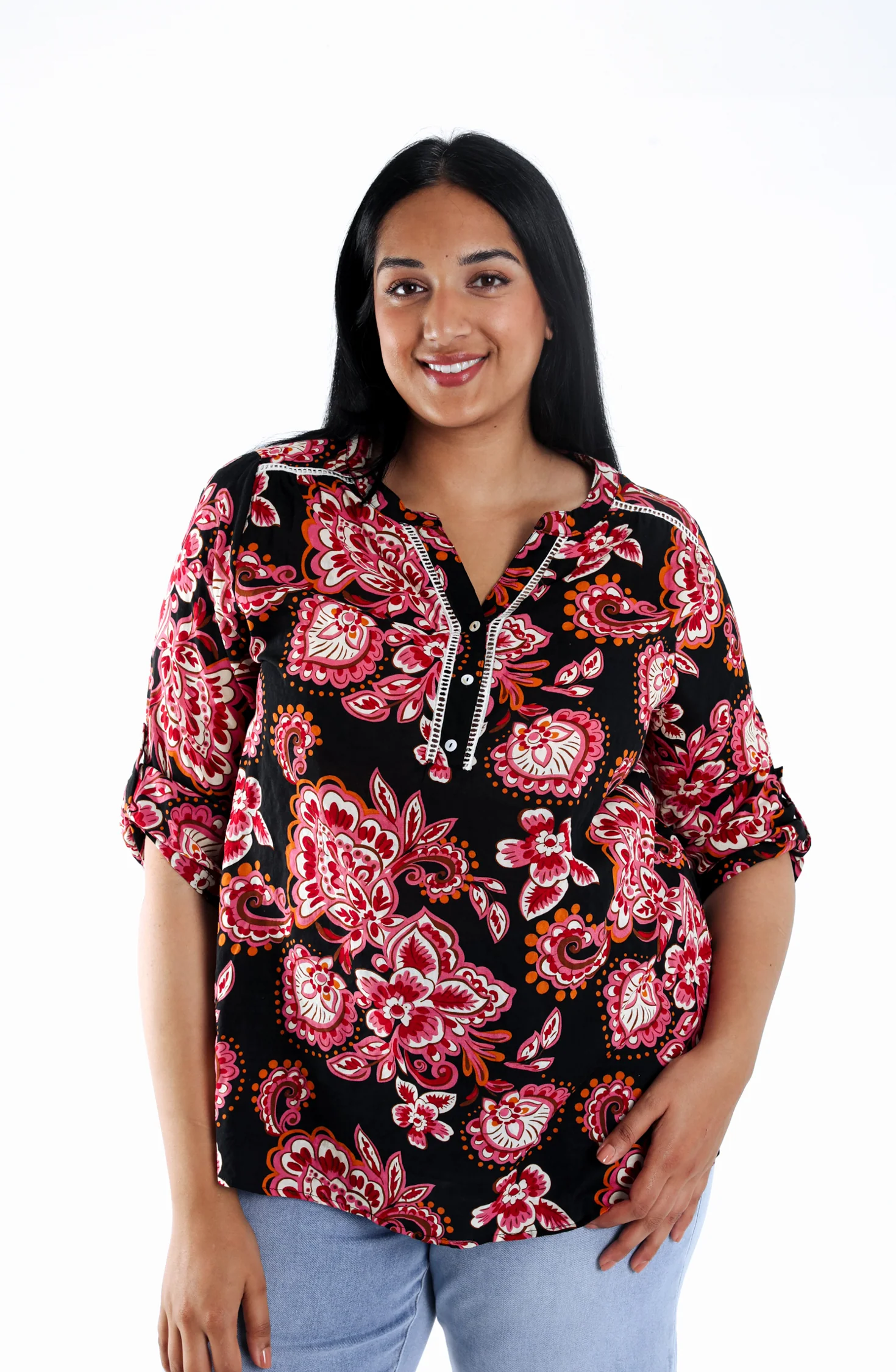 Blouse en coton et viscose imprimé cachemire