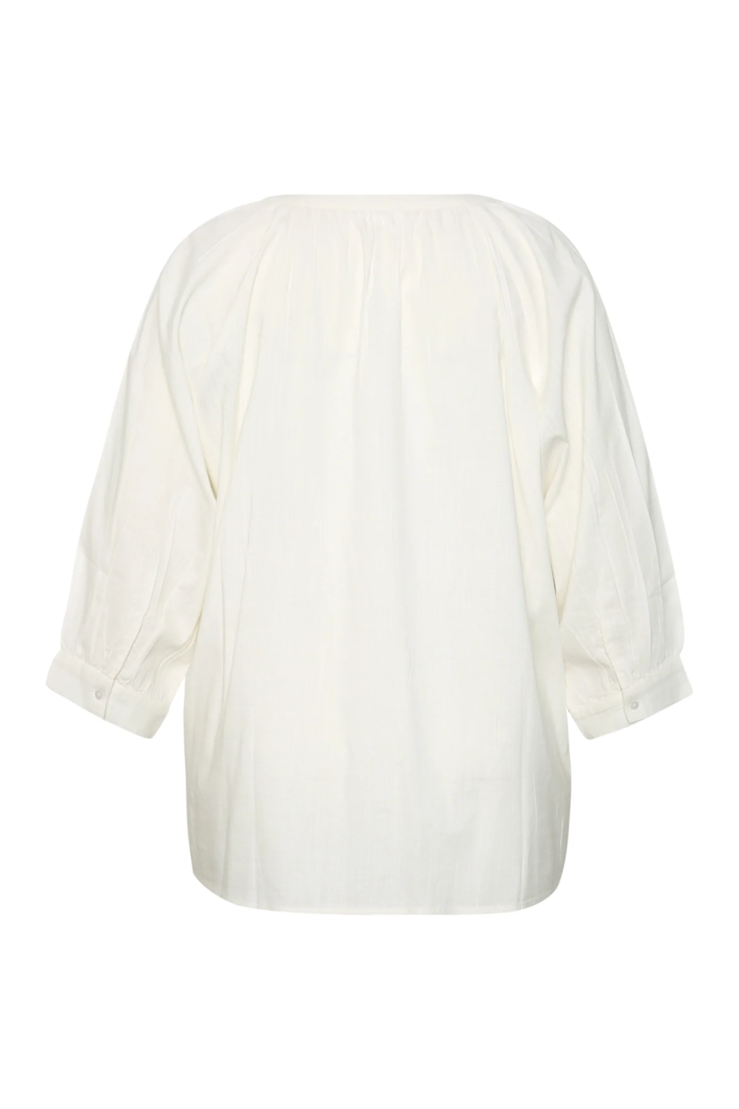 Blouse en coton et viscose unie avec fleurs perlées - Image 2