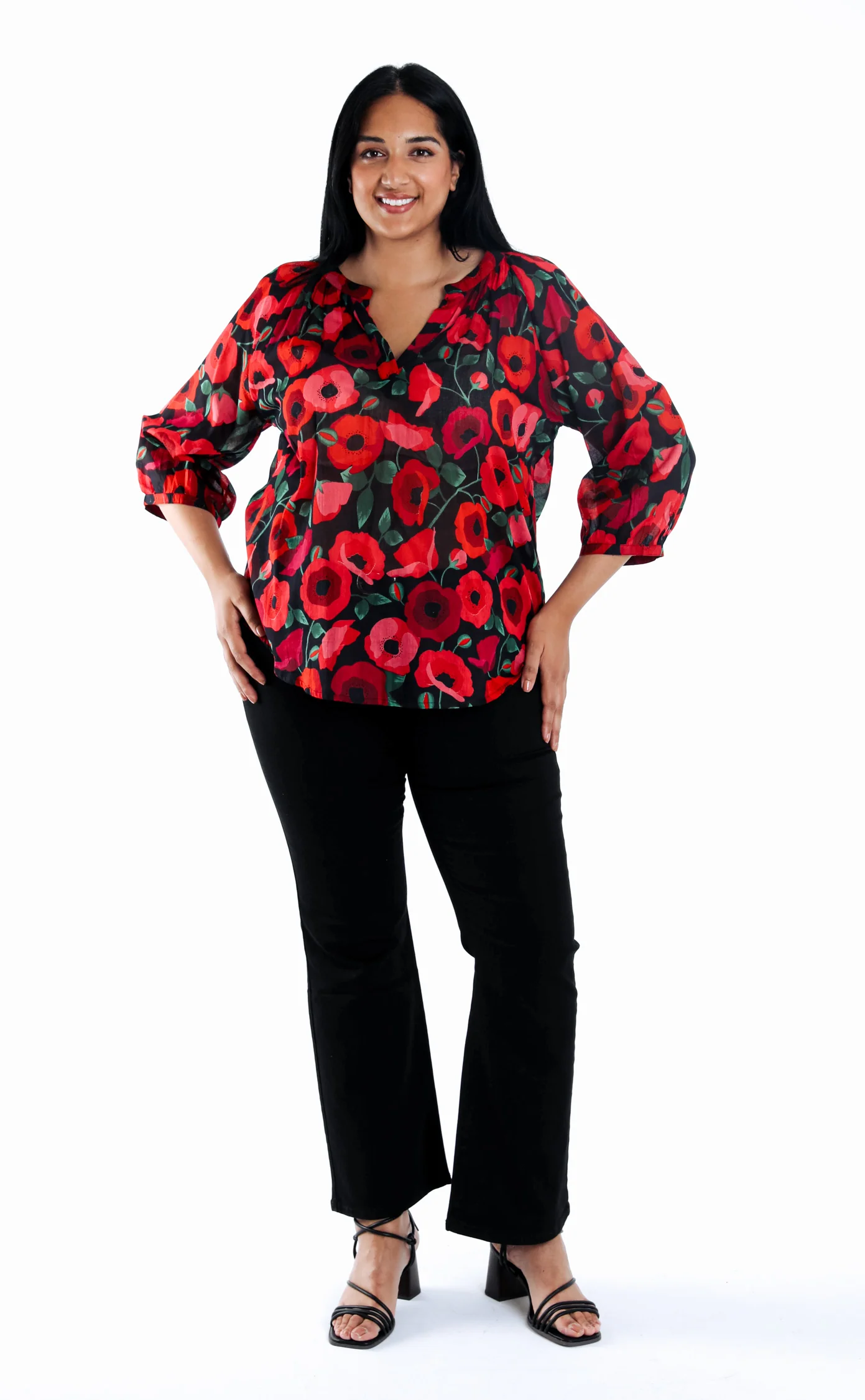 Blouse en coton imprimé coquelicots - Image 5