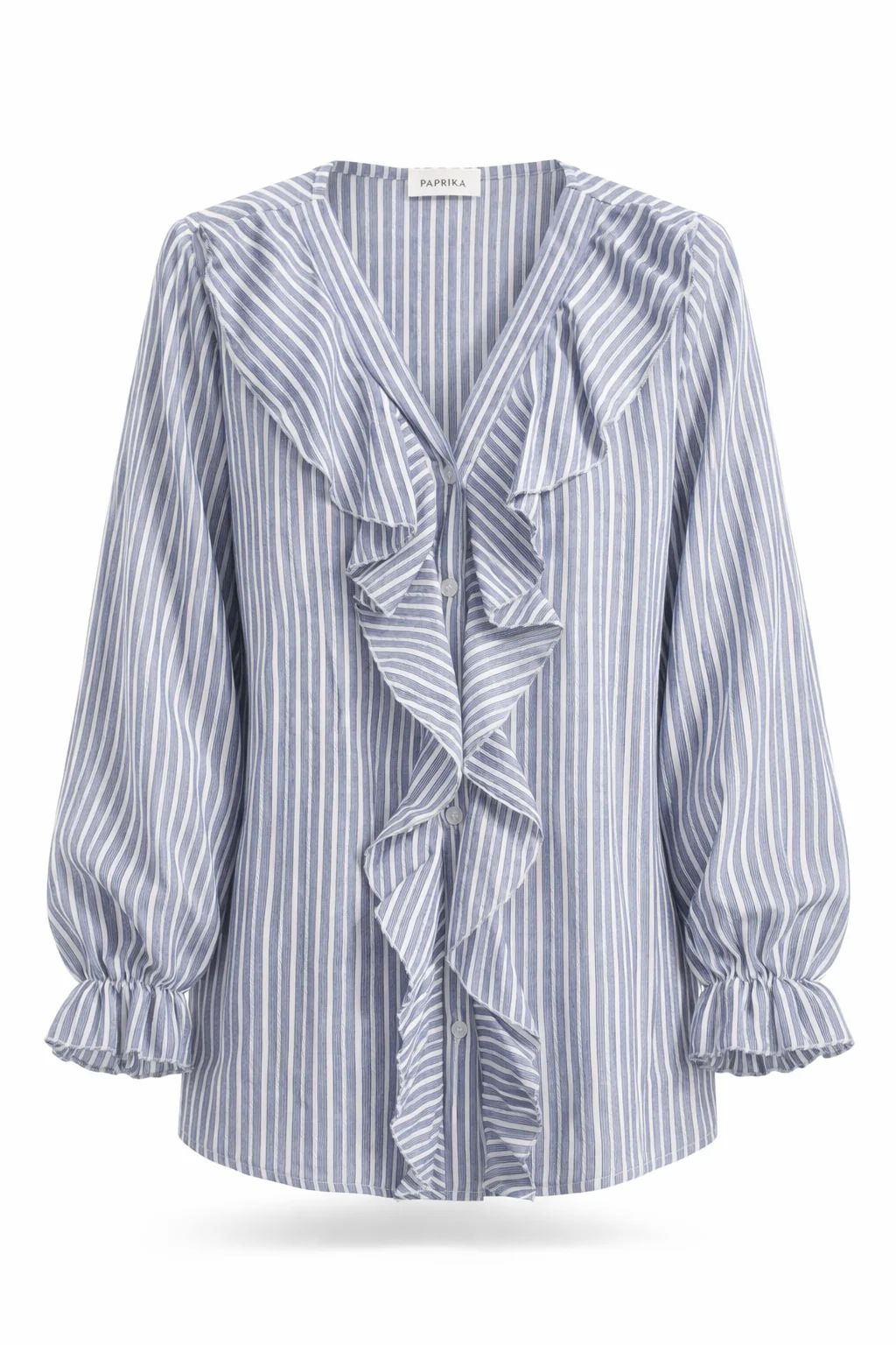 Blouse en coton rayée avec volants - Image 10