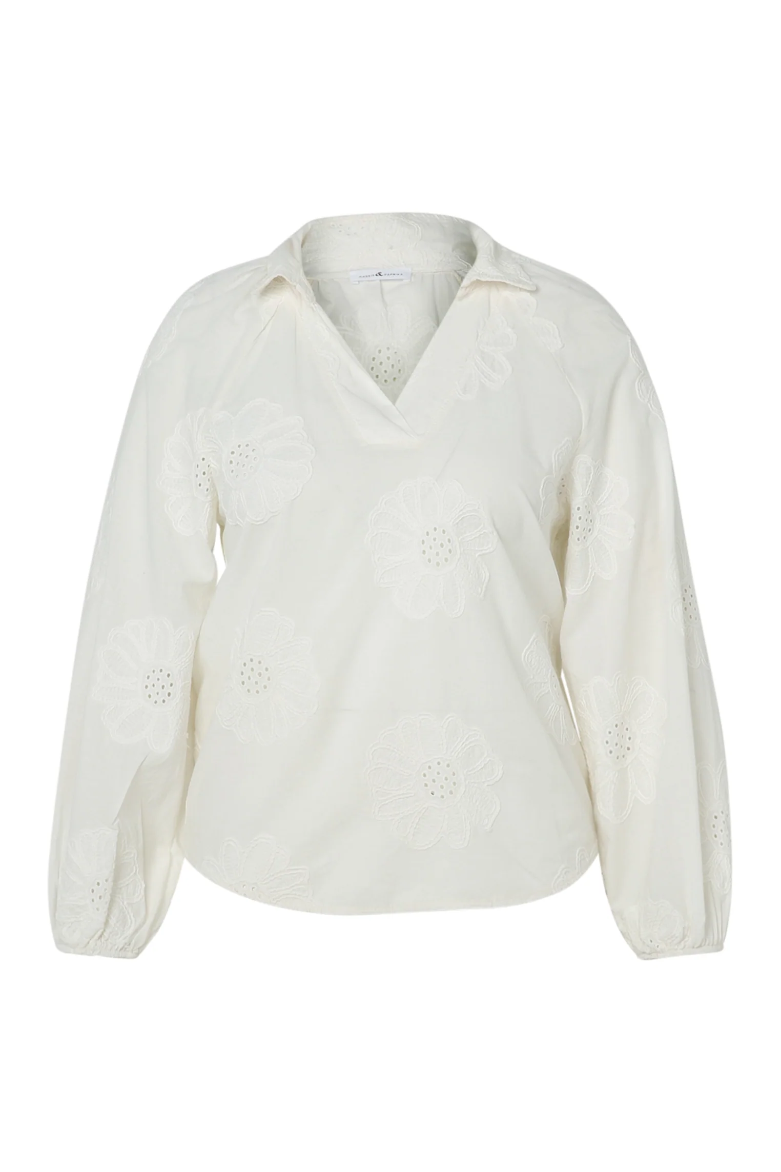 Blouse en coton unie avec fleurs brodées - Image 10