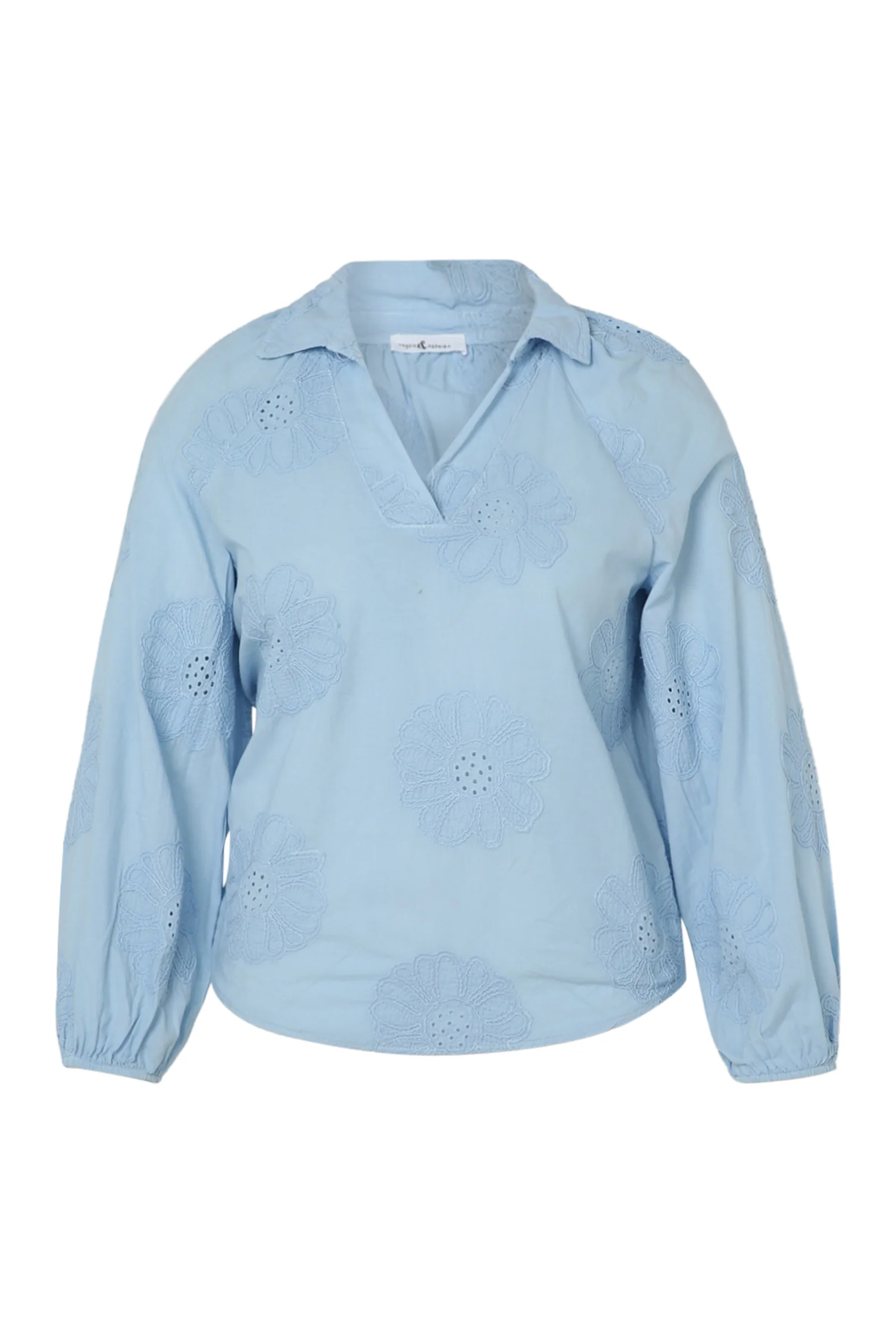 Blouse en coton unie avec fleurs brodées - Image 21