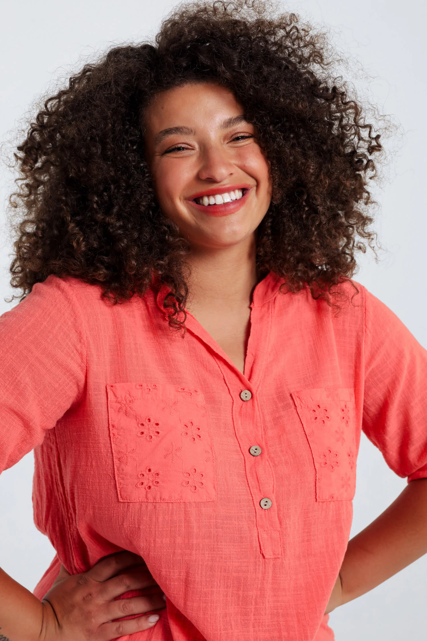 Blouse en gaze de coton unie - Image 28