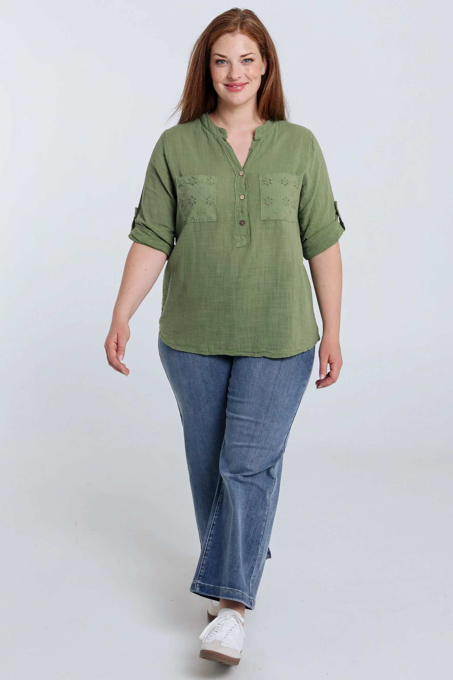 Blouse en gaze de coton unie - Image 40