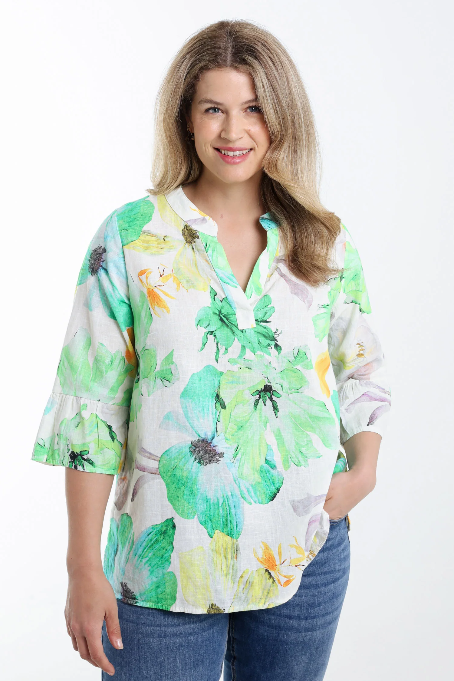 Blouse en lin imprimé floral