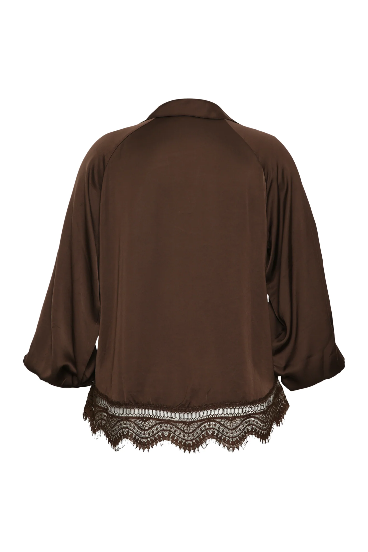 Blouse en viscose effet satiné, unie avec dentelle - Image 11
