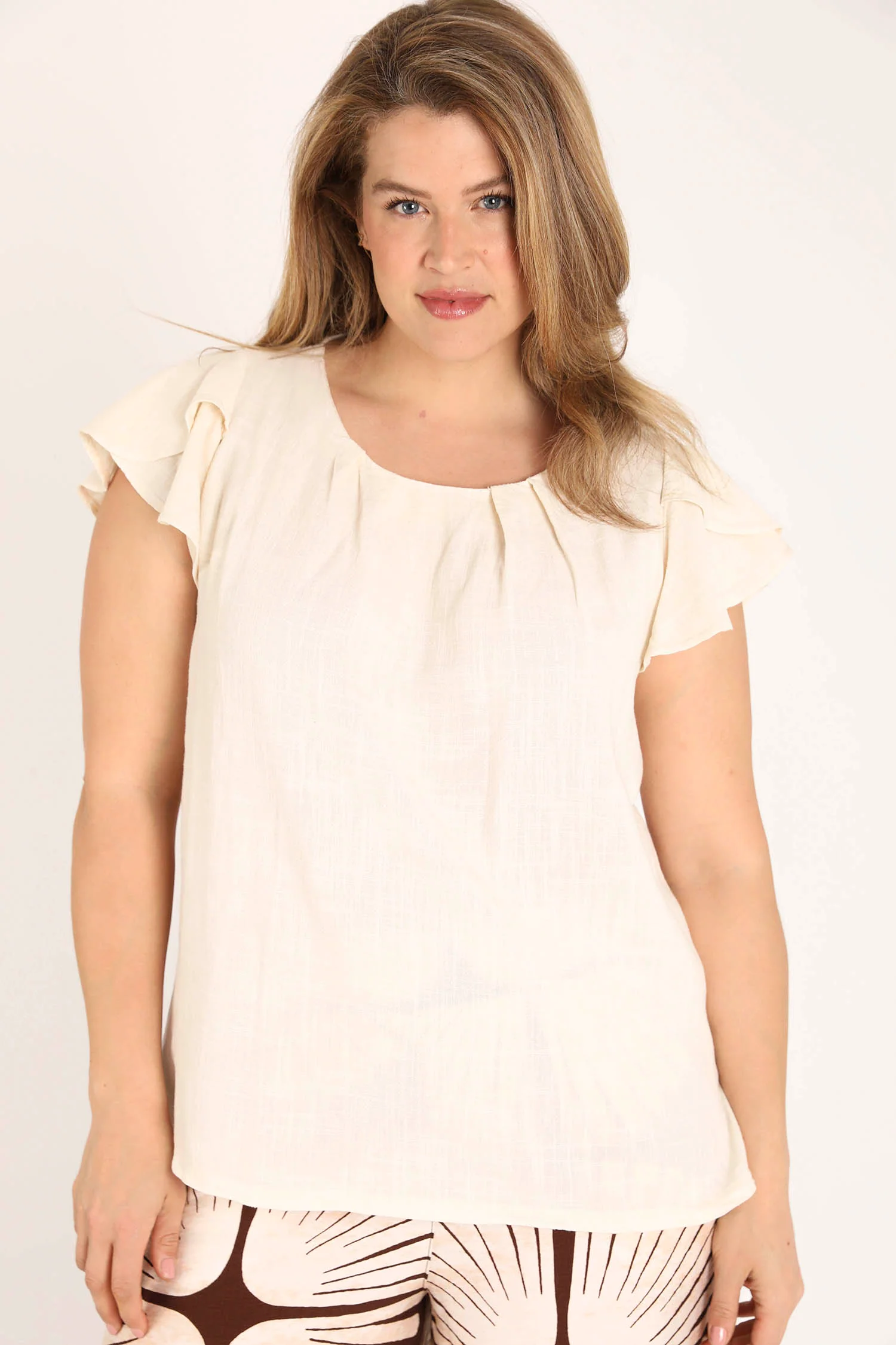 Blouse en viscose et lin unie