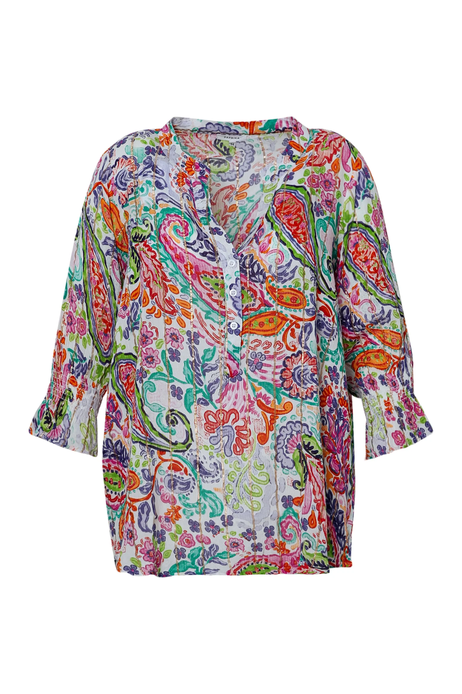 Blouse en viscose imprimé cachemire avec lurex - Image 10