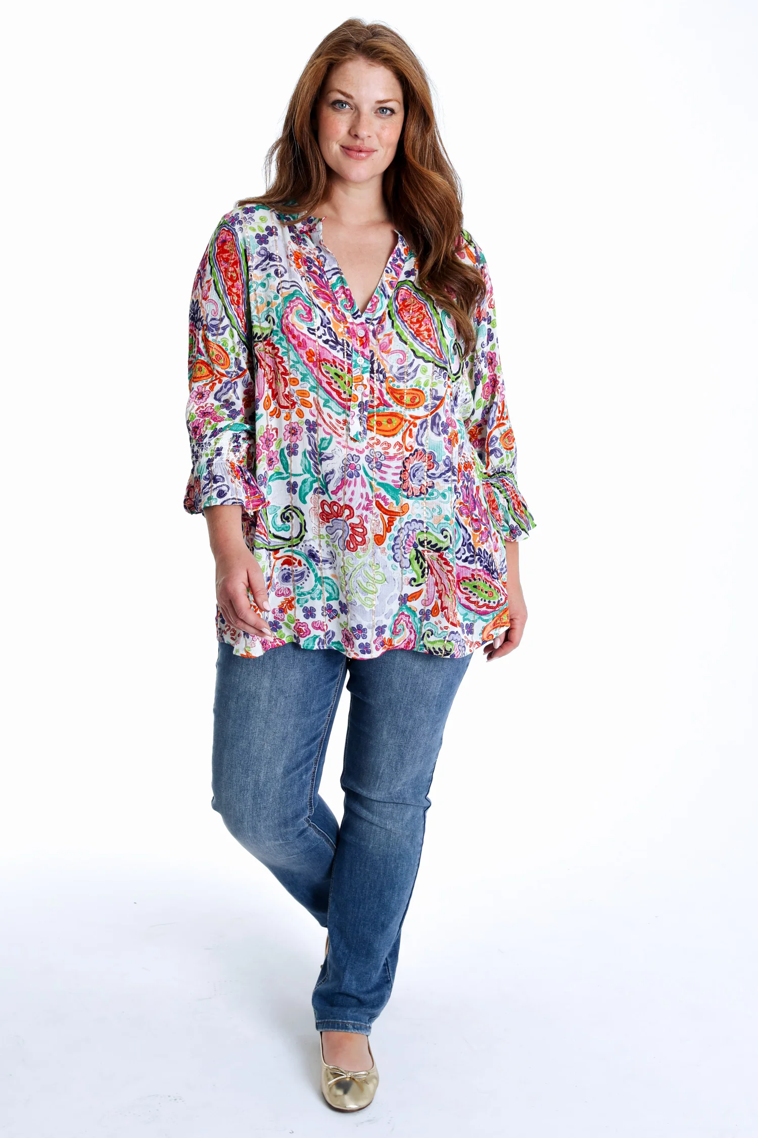 Blouse en viscose imprimé cachemire avec lurex - Image 9