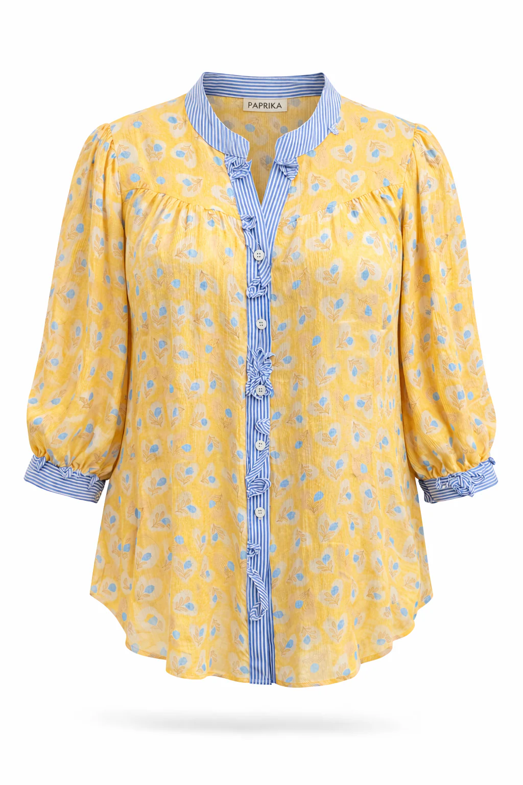 Blouse en viscose imprimé fleurs et rayures