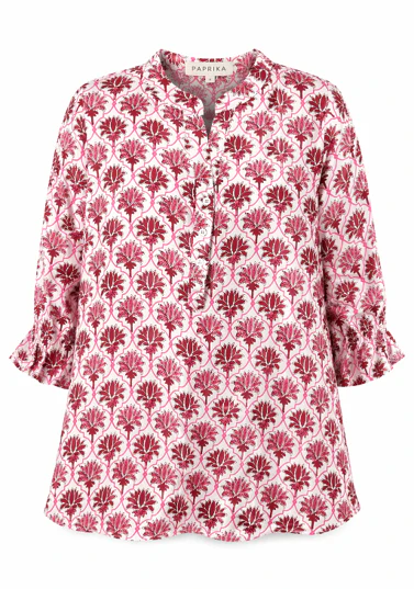 Blouse en viscose imprimé fleurs indiennes
