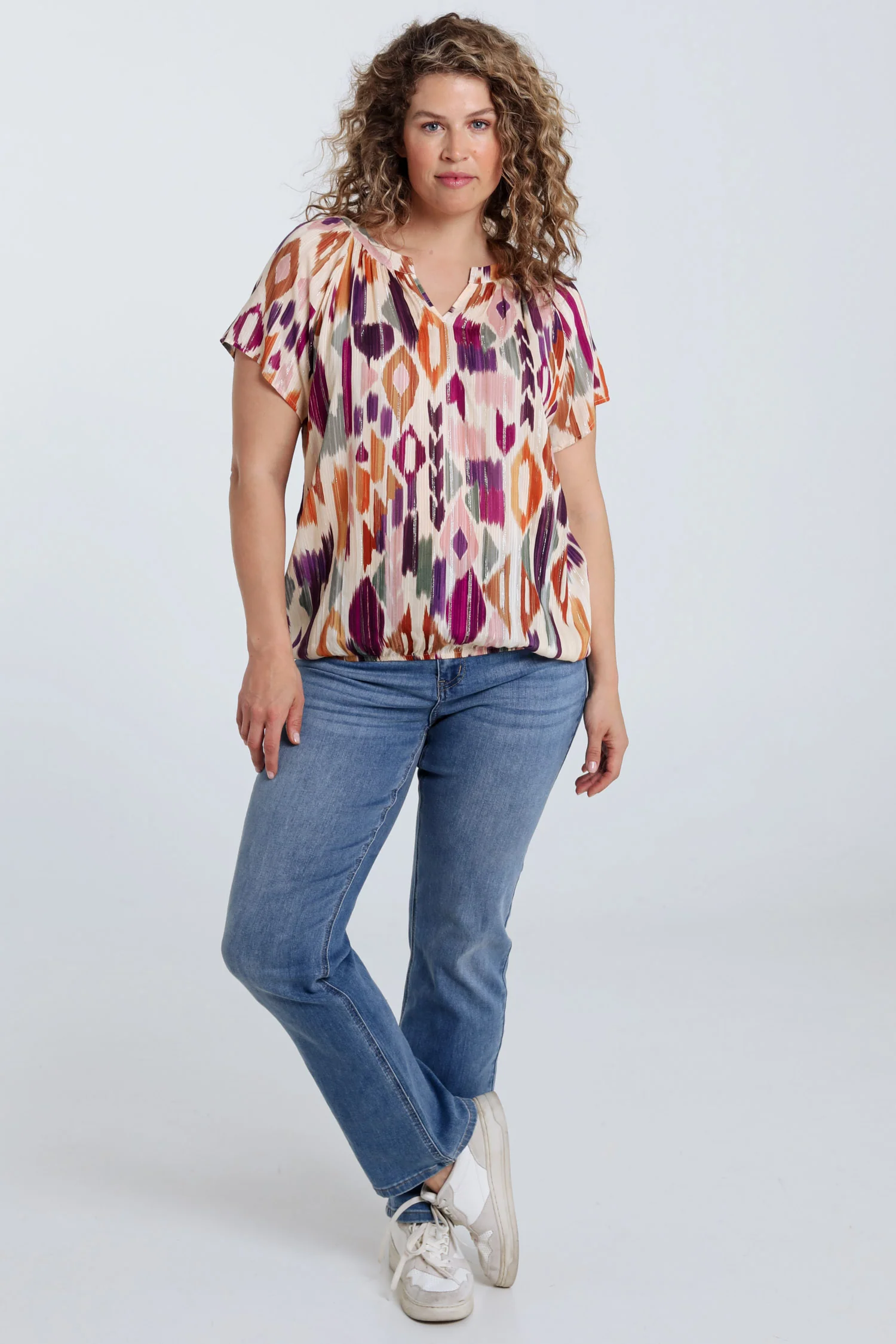 Blouse en viscose imprimé graphique avec lurex - Image 7