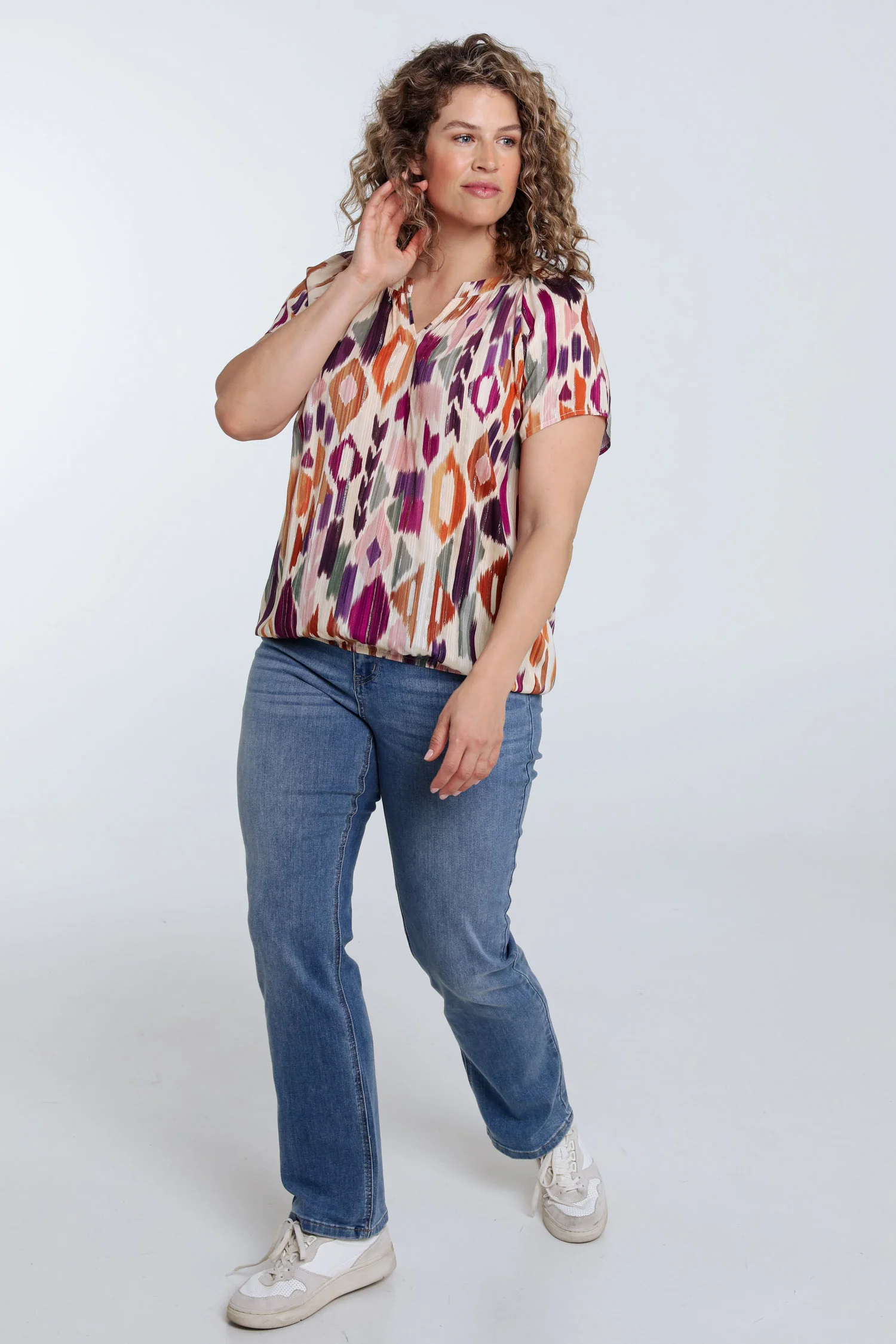 Blouse en viscose imprimé graphique avec lurex - Image 8