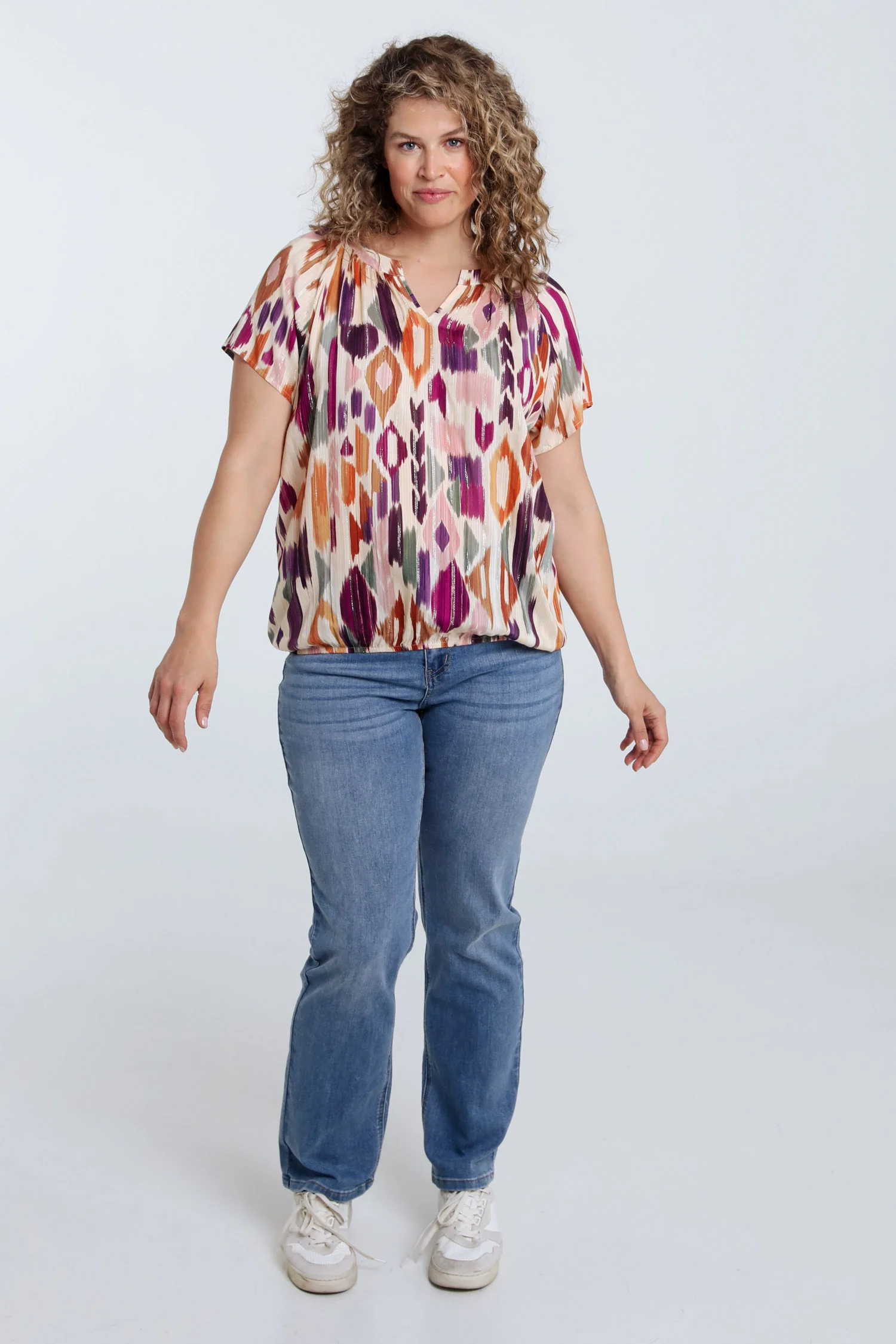 Blouse en viscose imprimé graphique avec lurex - Image 9