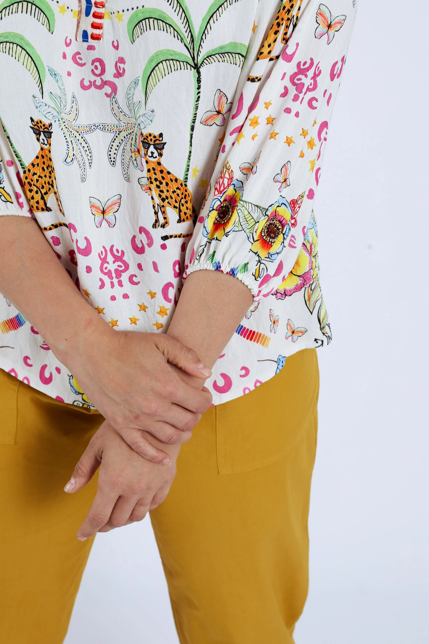 Blouse en viscose imprimé tigres et fleurs - Image 5
