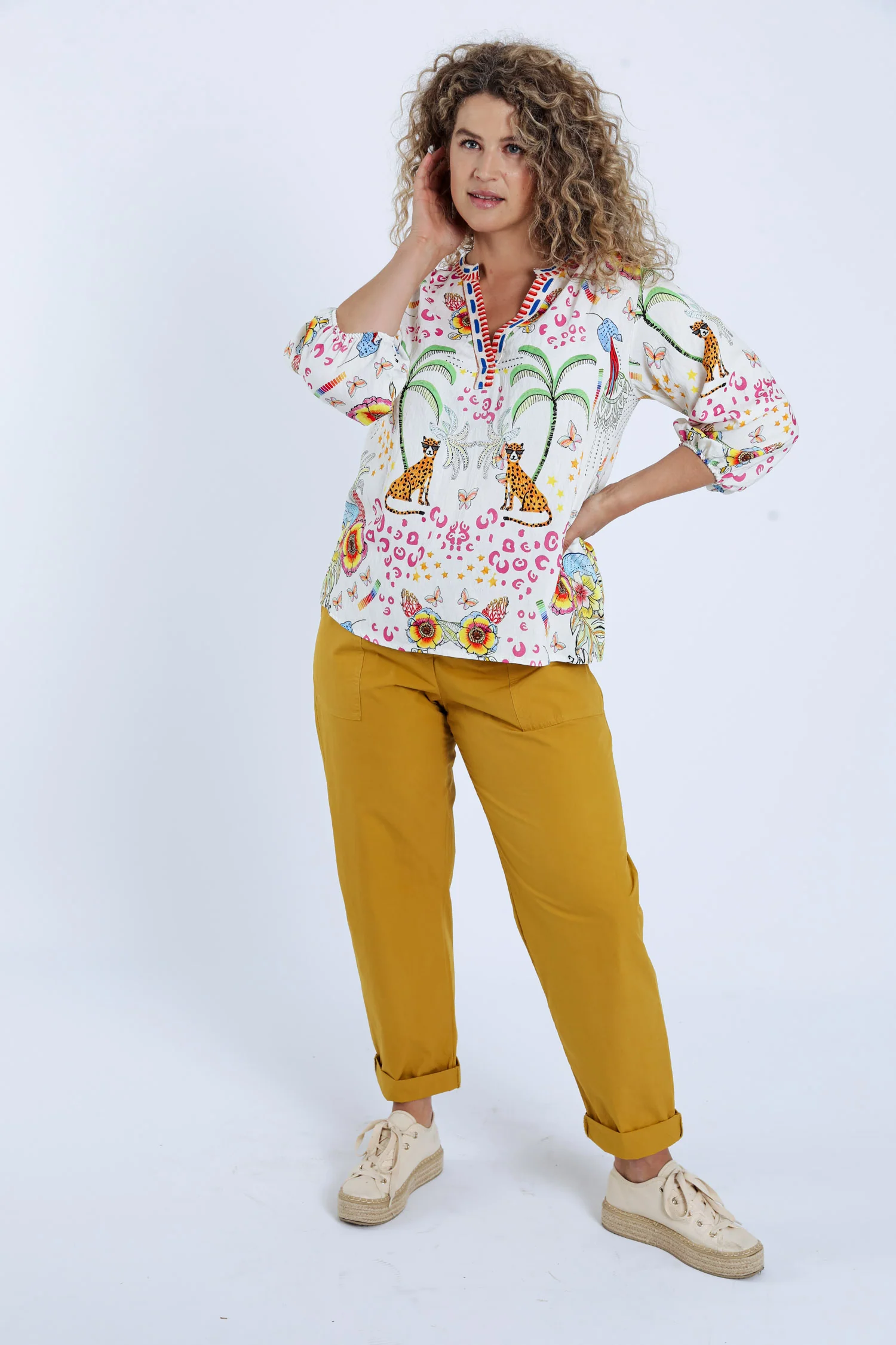 Blouse en viscose imprimé tigres et fleurs - Image 7
