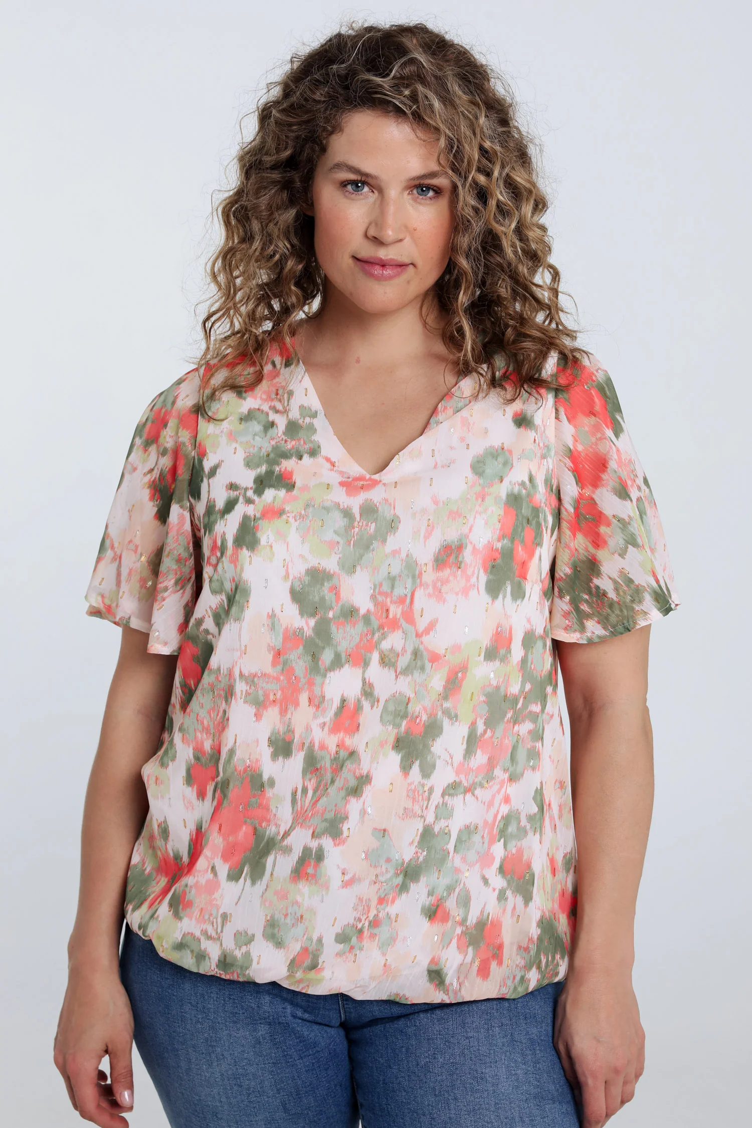 Blouse imprimé fleurs avec lurex