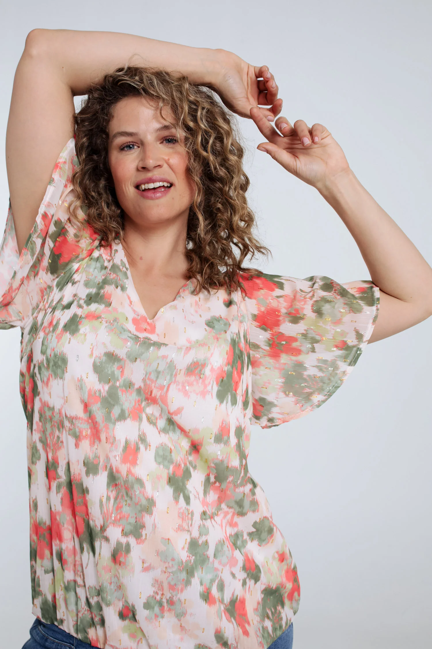 Blouse imprimé fleurs avec lurex - Image 3