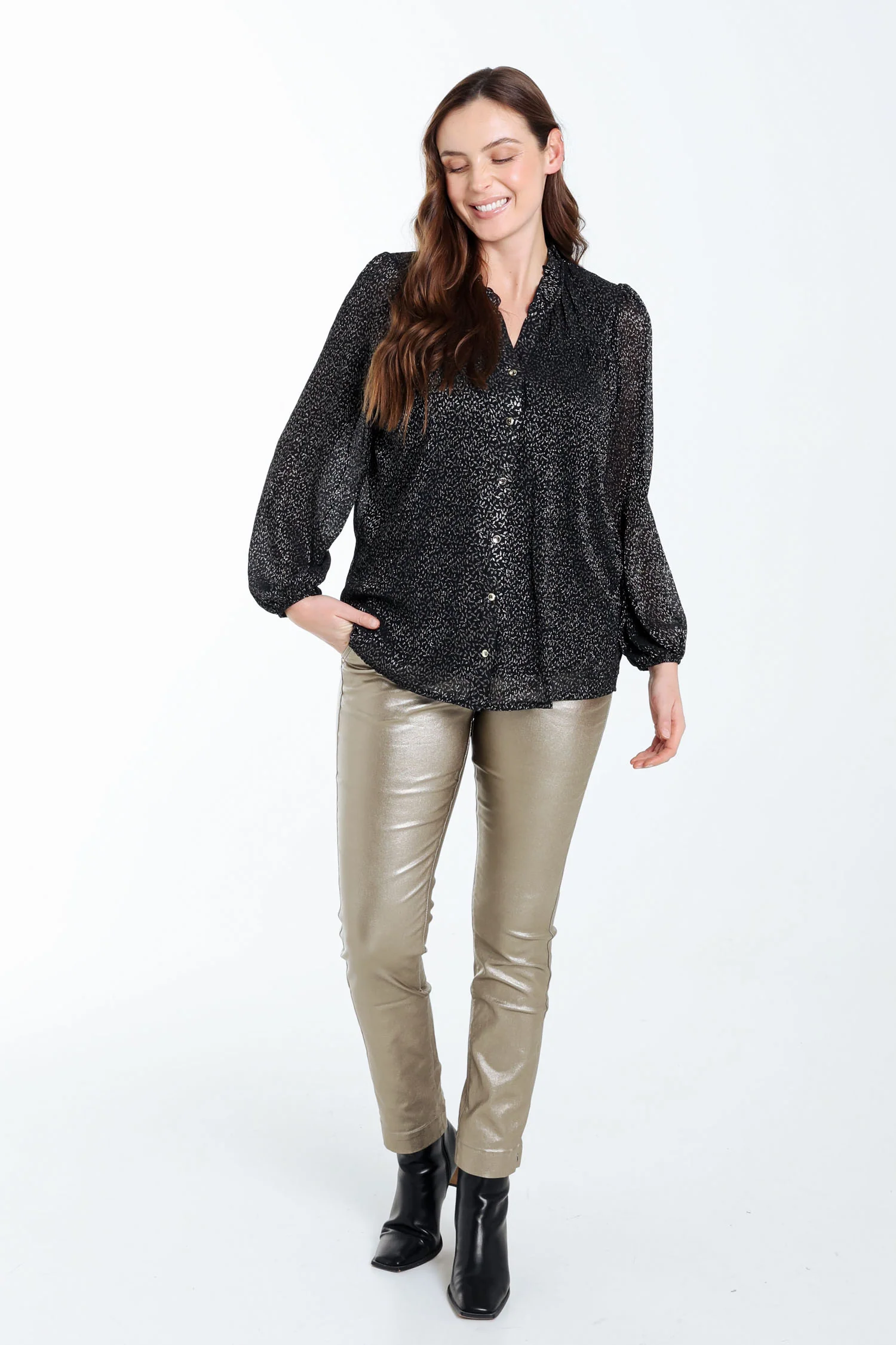 Blouse imprimé pois avec foil - Image 8