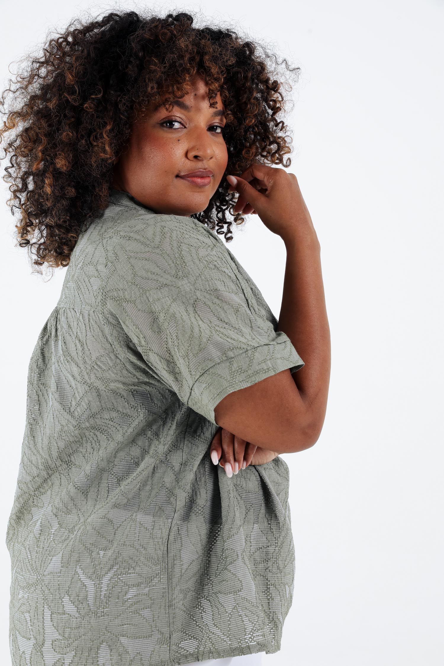 Blouse jacquard en viscose unie - Image 5