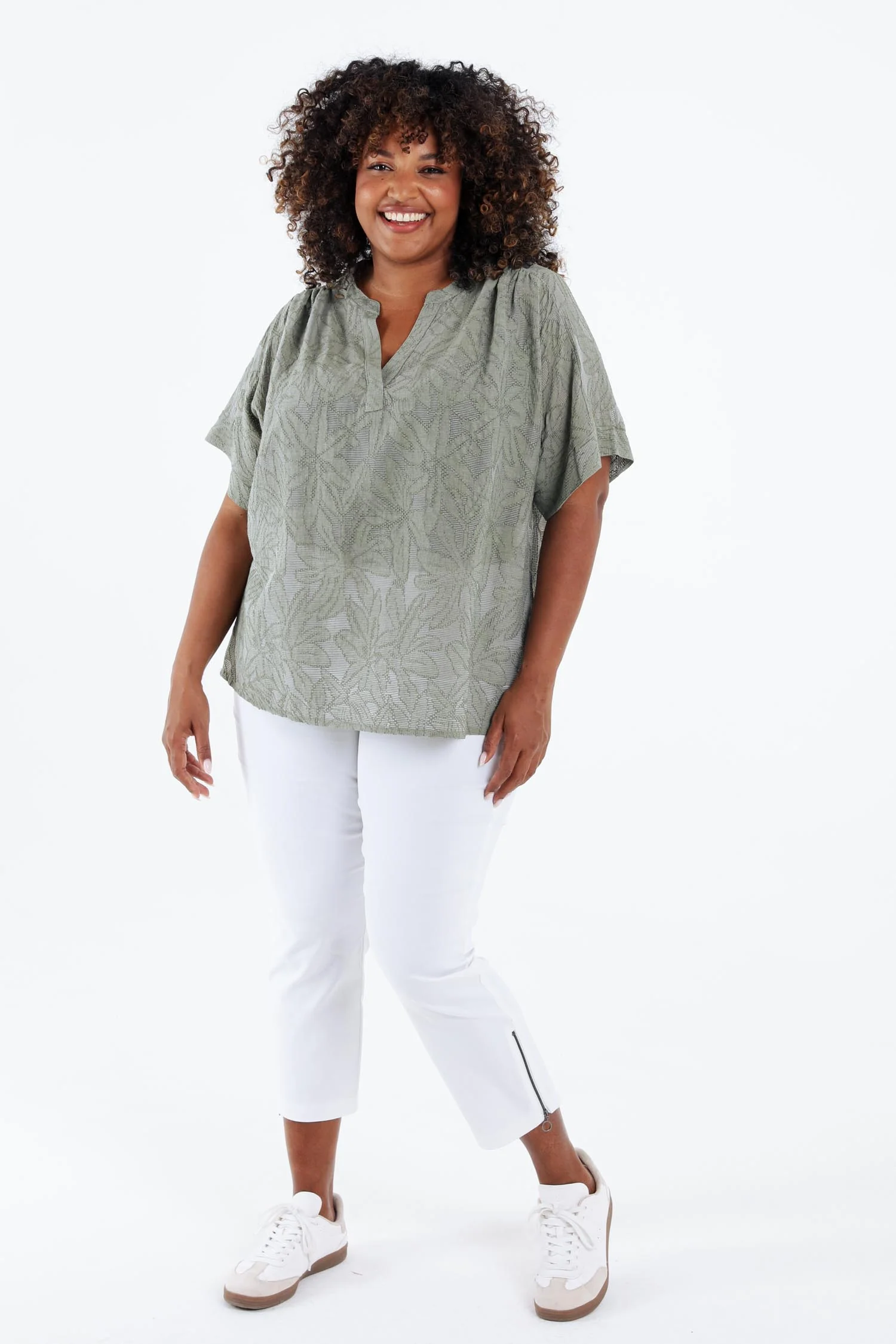 Blouse jacquard en viscose unie - Image 8