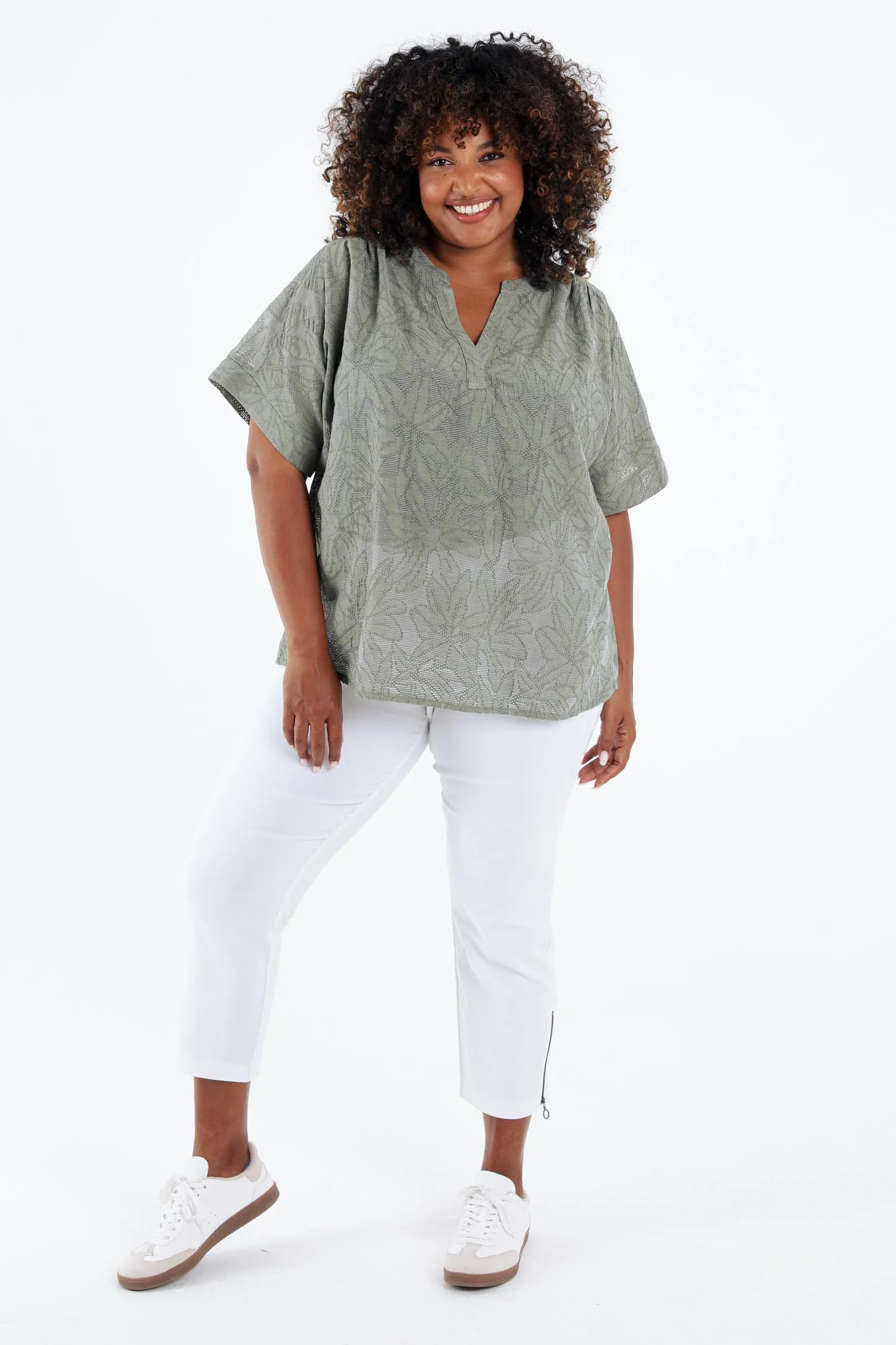 Blouse jacquard en viscose unie - Image 9