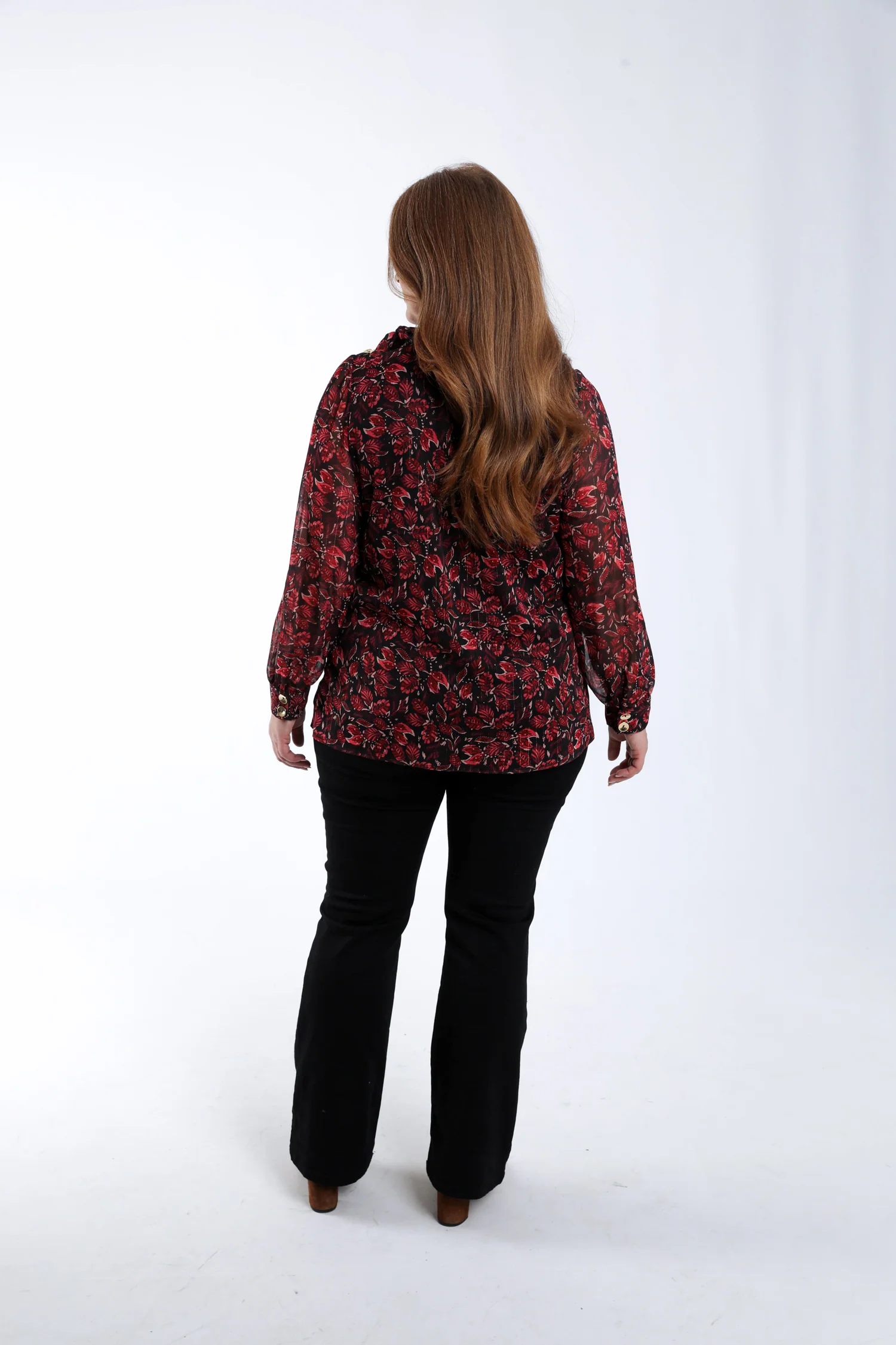 Blouse lavallière imprimé feuilles avec lurex - Image 2