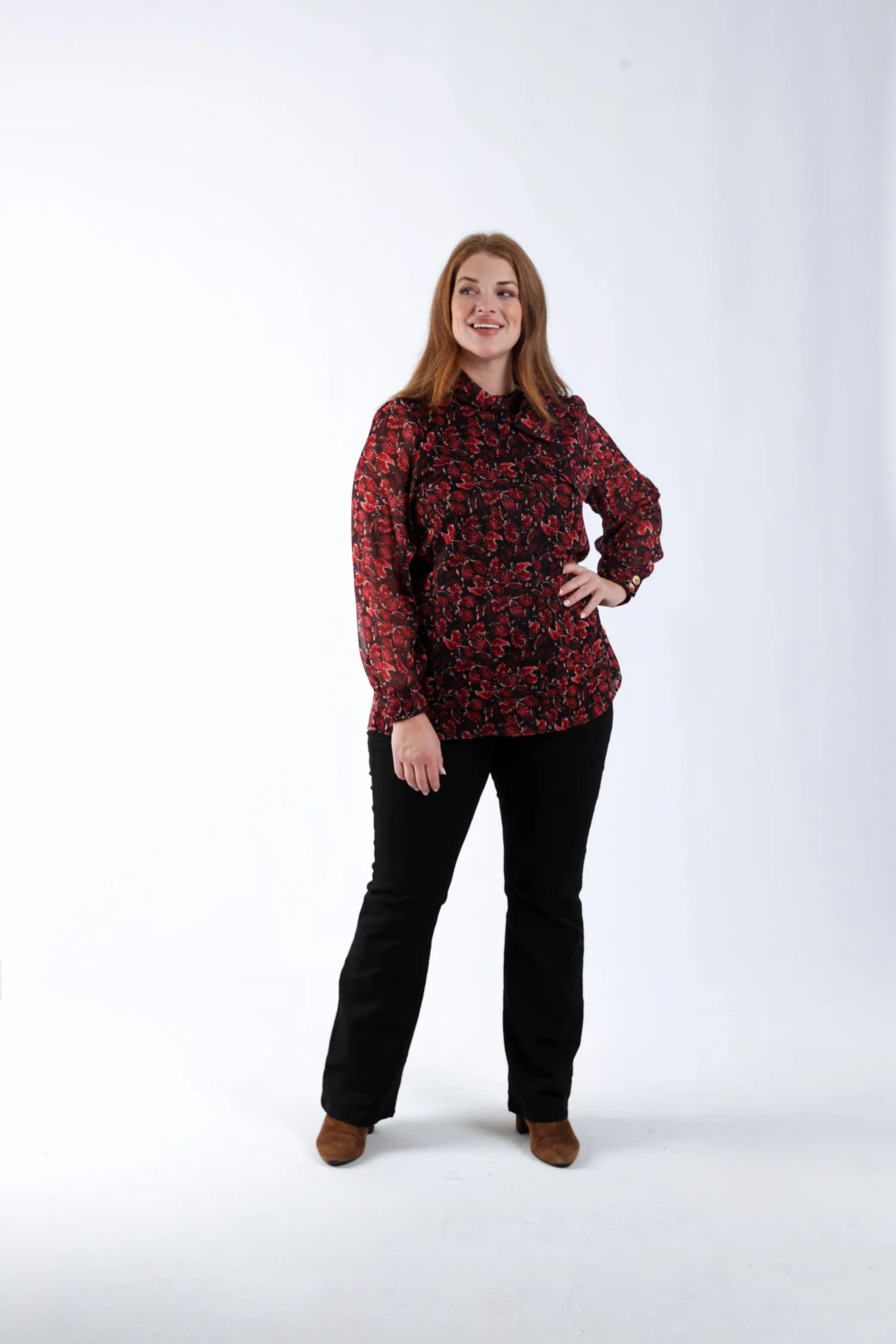 Blouse lavallière imprimé feuilles avec lurex - Image 8