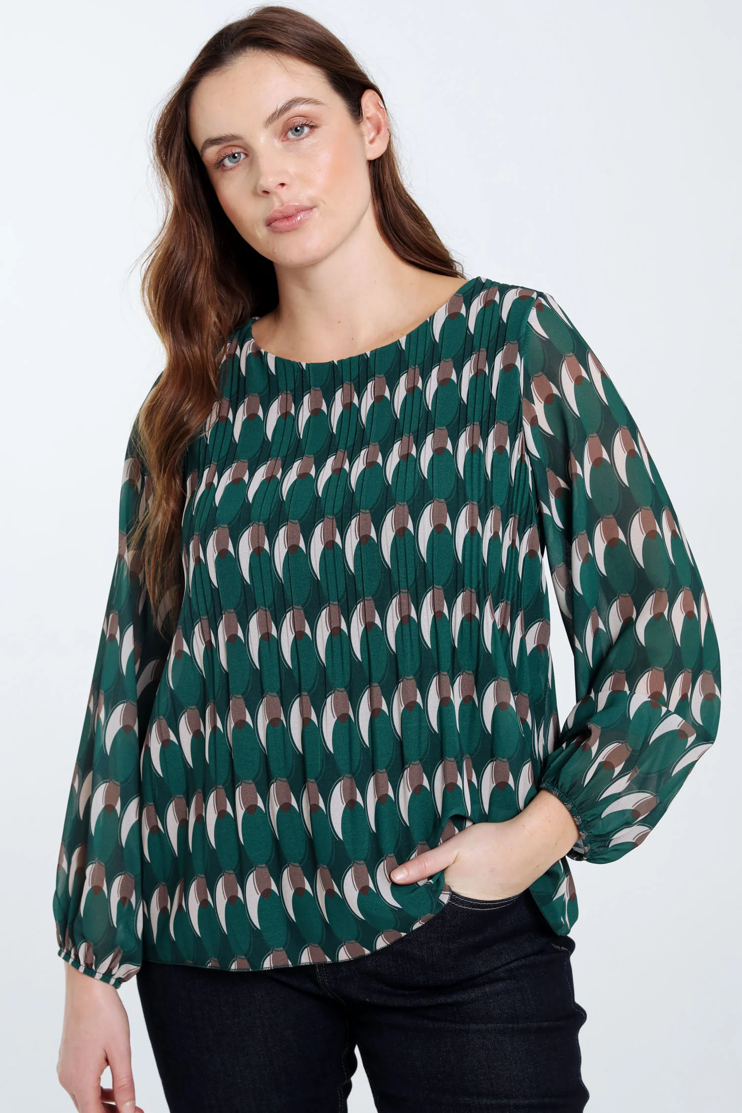 Blouse plissée imprimé graphique