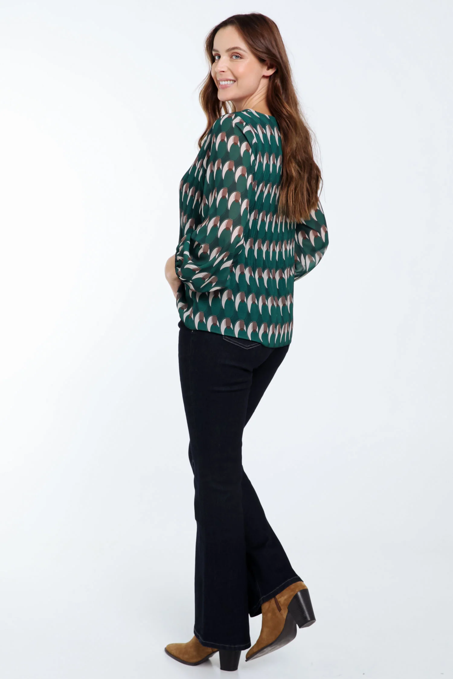 Blouse plissée imprimé graphique - Image 2