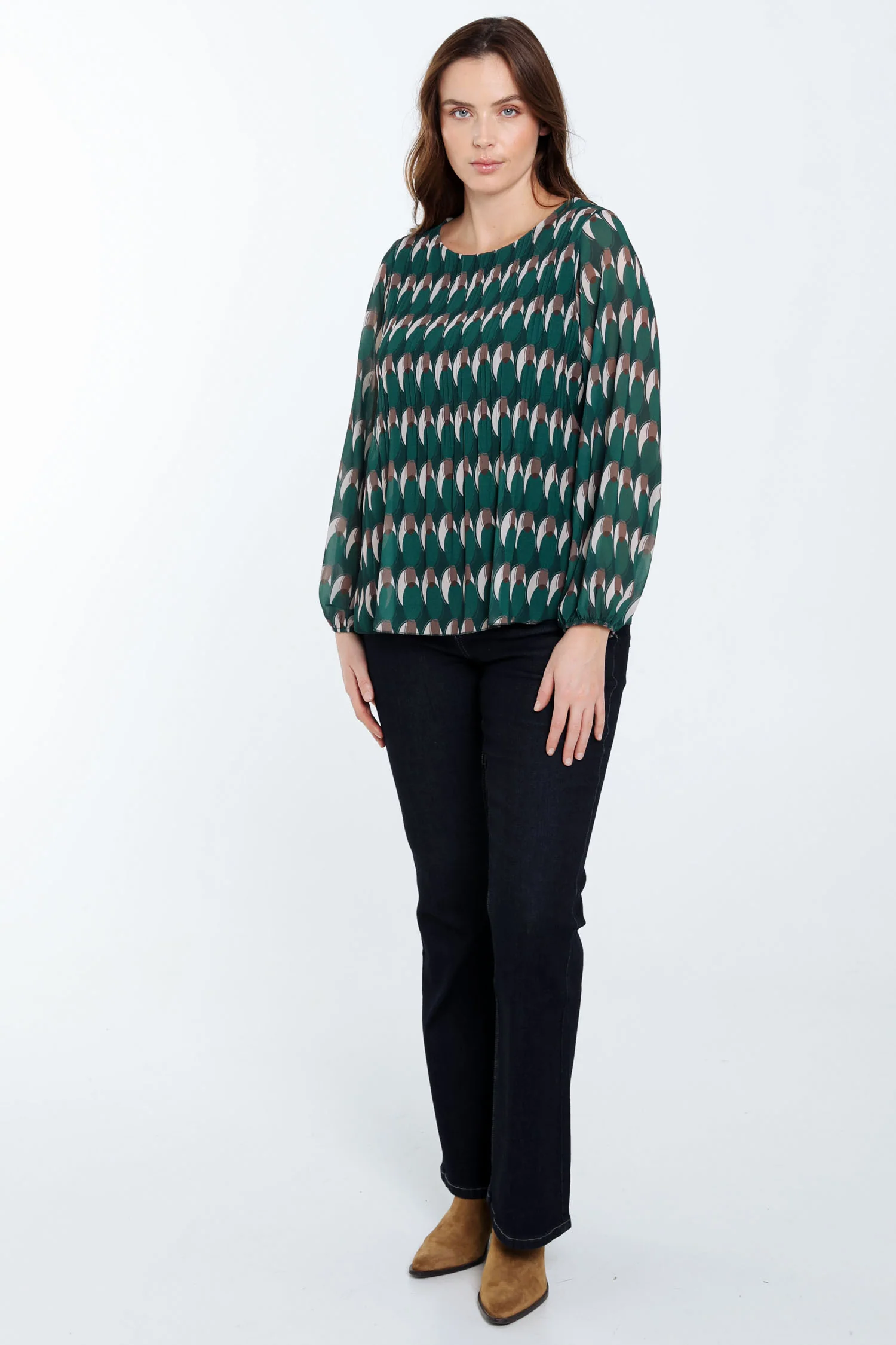Blouse plissée imprimé graphique - Image 8