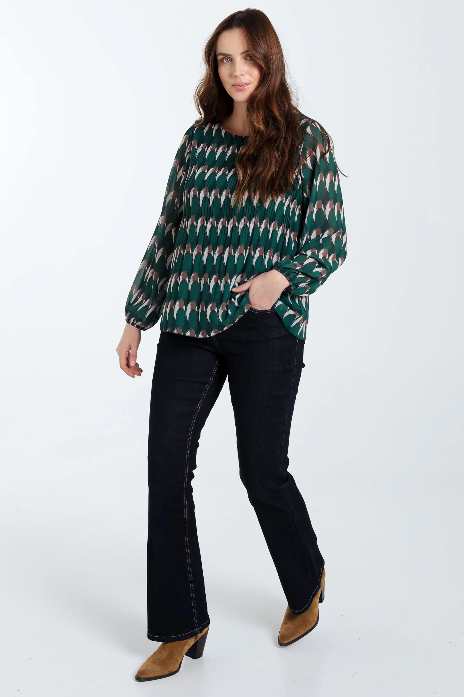 Blouse plissée imprimé graphique - Image 9