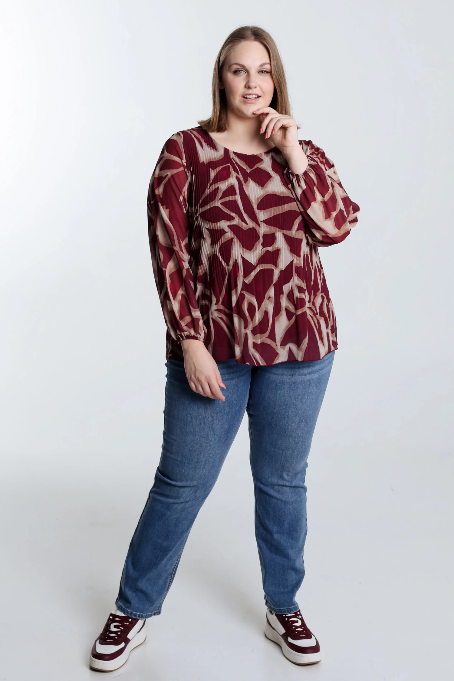 Blouse plissée imprimé graphique - Image 9