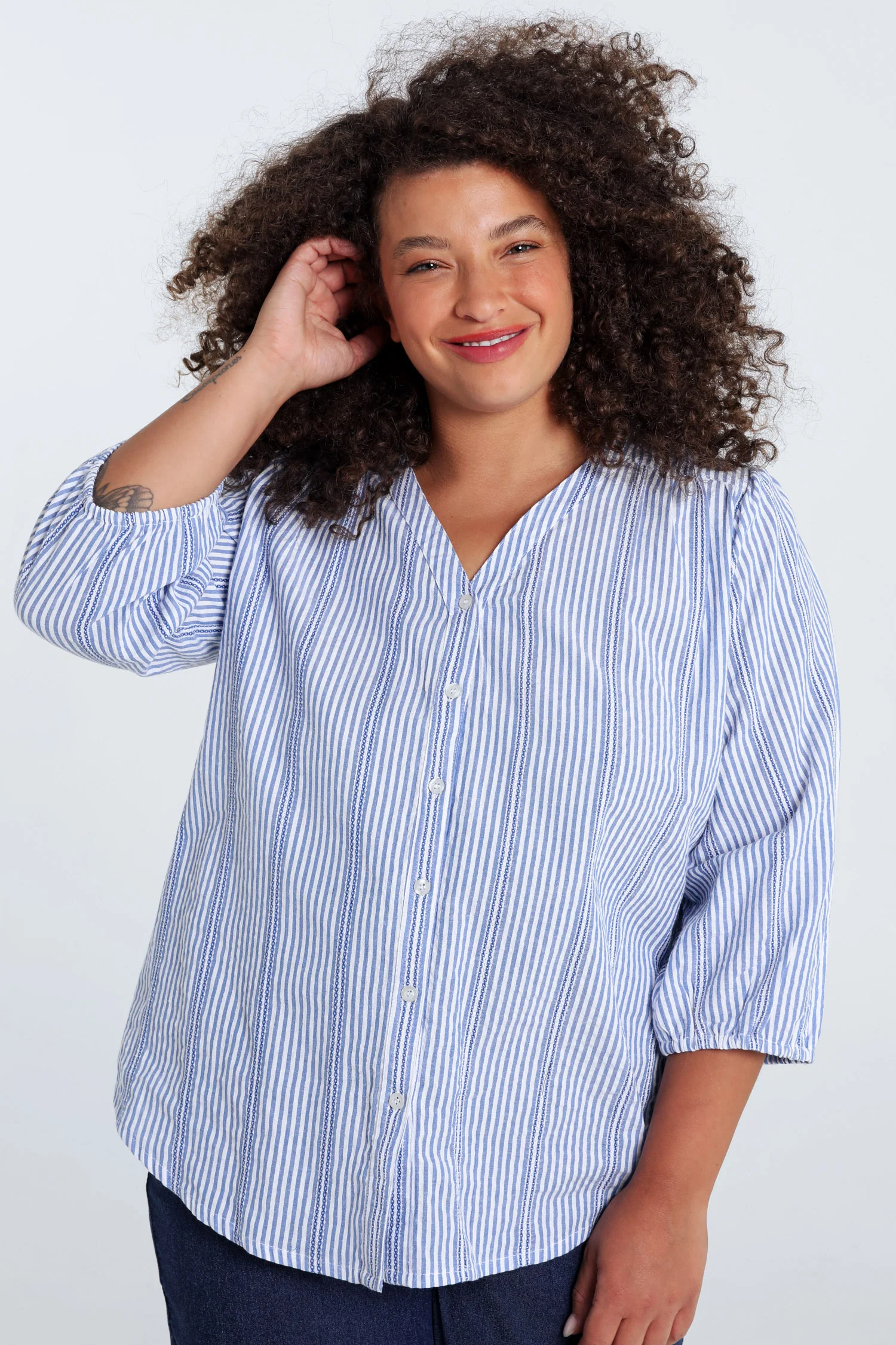 Blouse rayée en coton