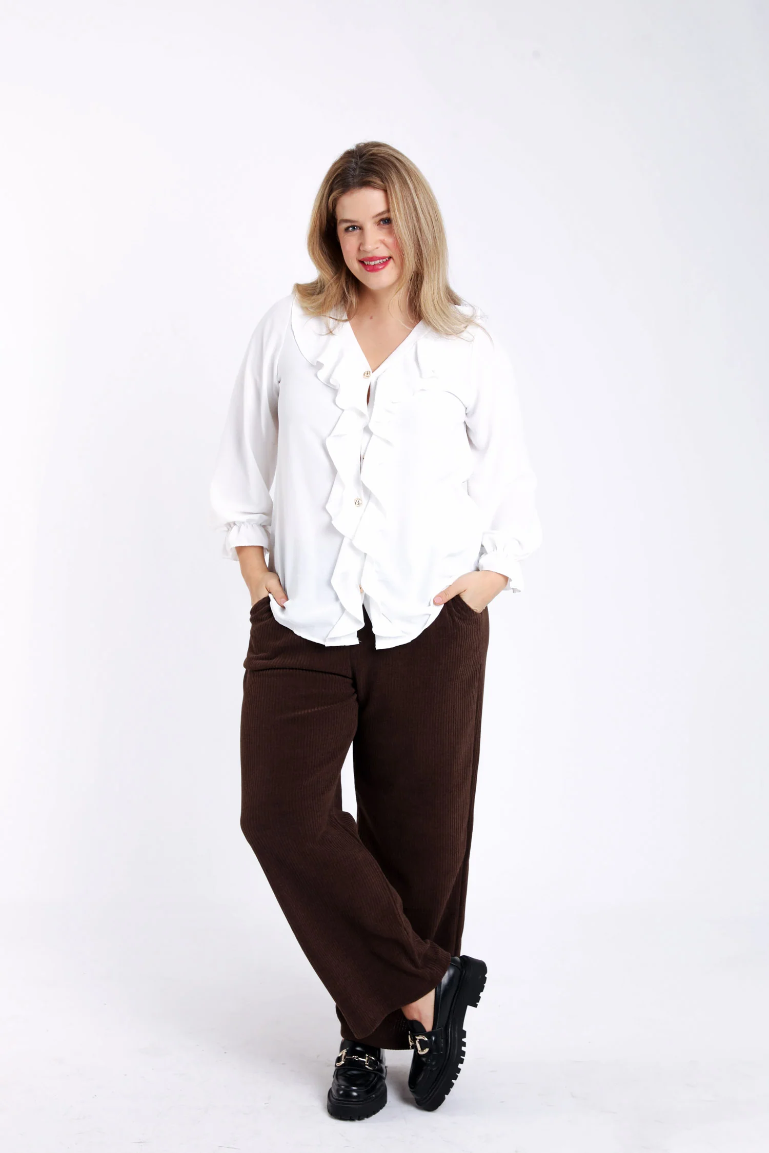 Blouse unie à volants - Image 7