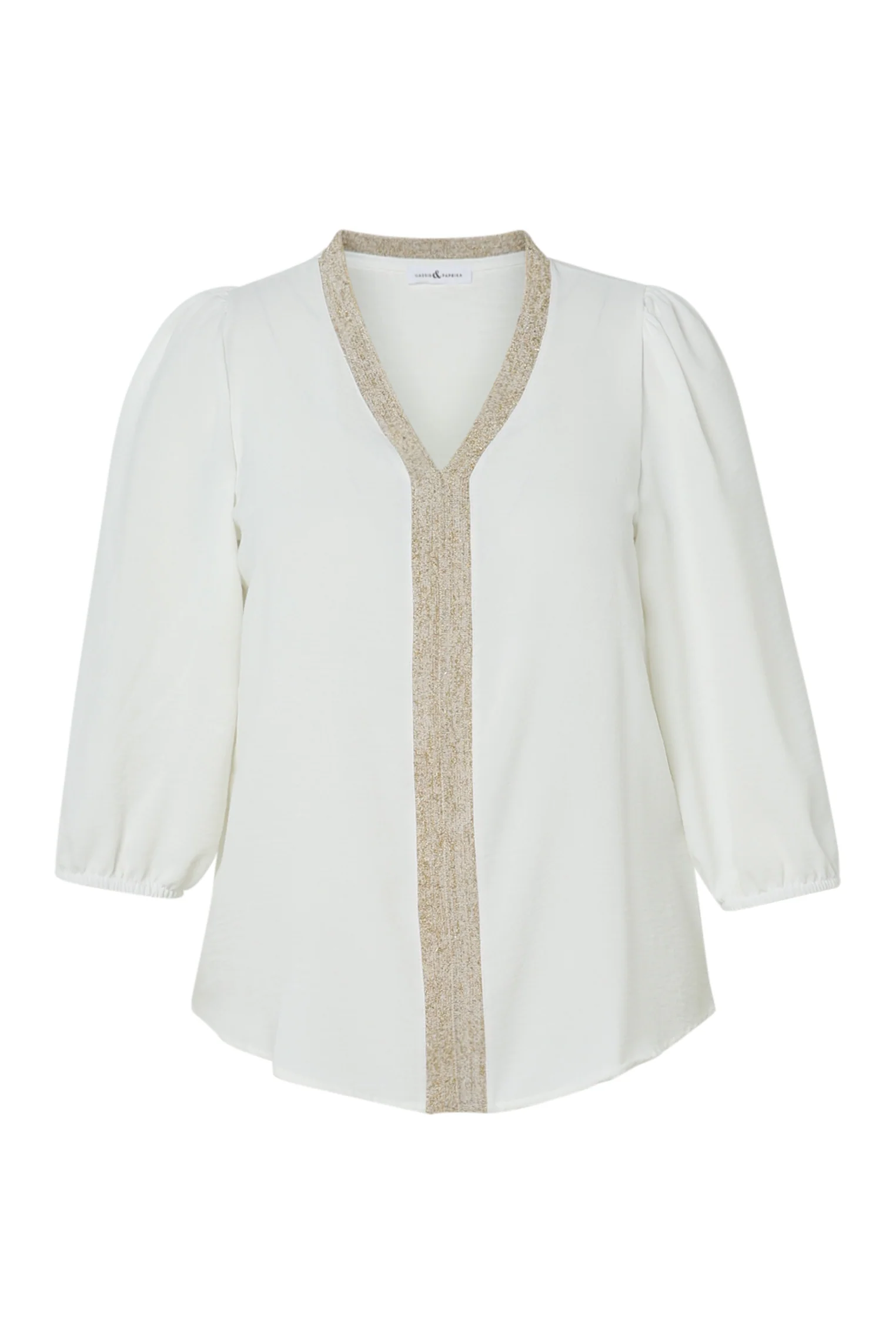 Blouse unie avec bande dorée - Image 10