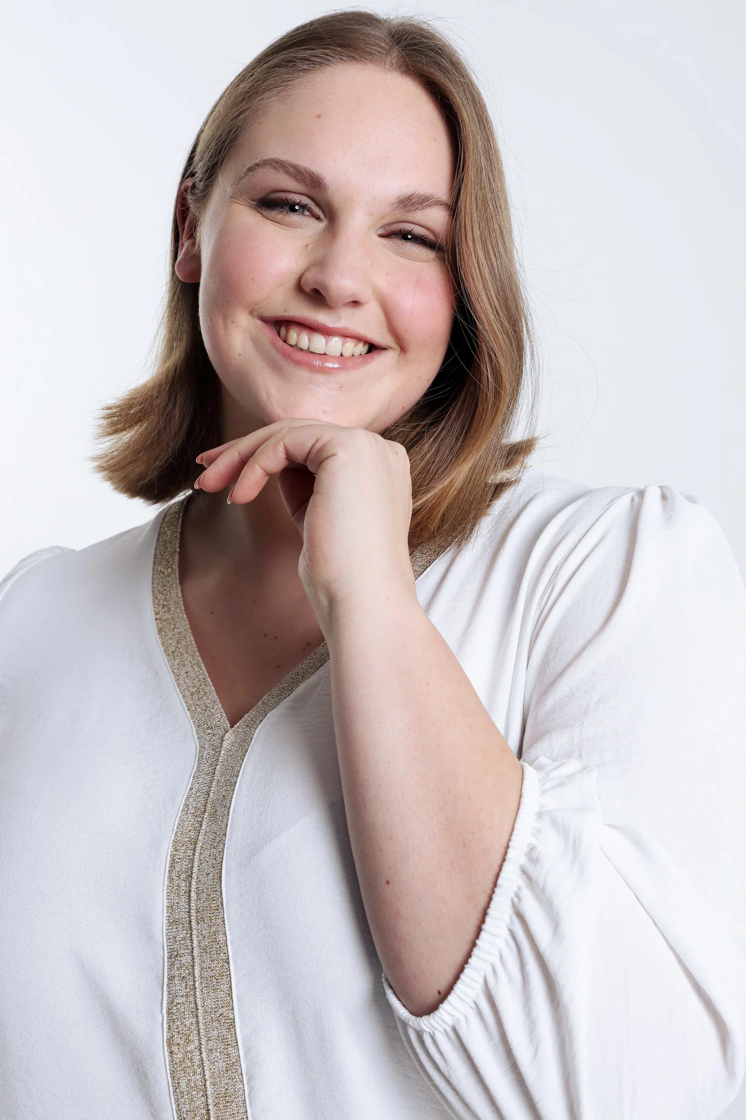 Blouse unie avec bande dorée - Image 4