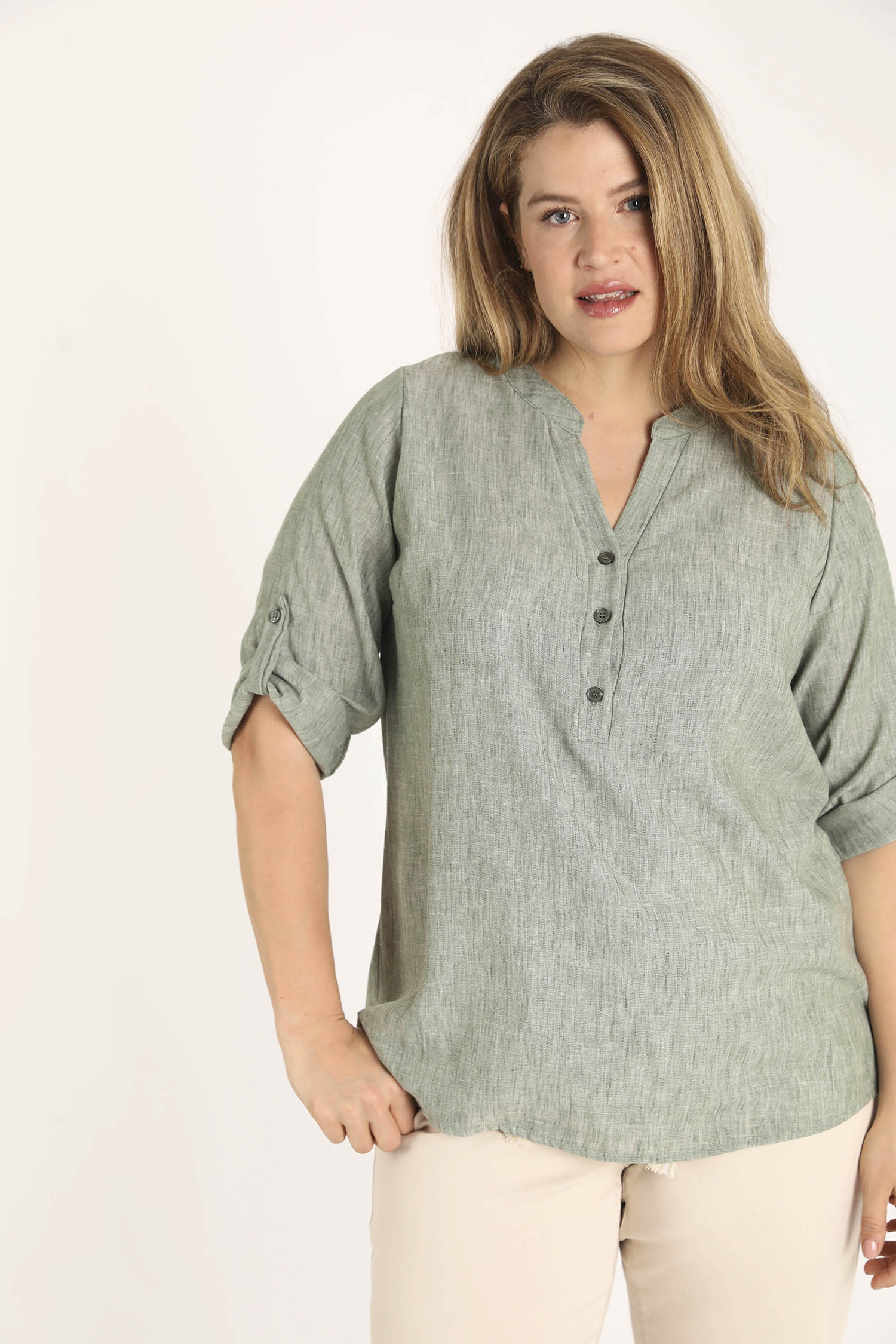 Blouse unie chinée