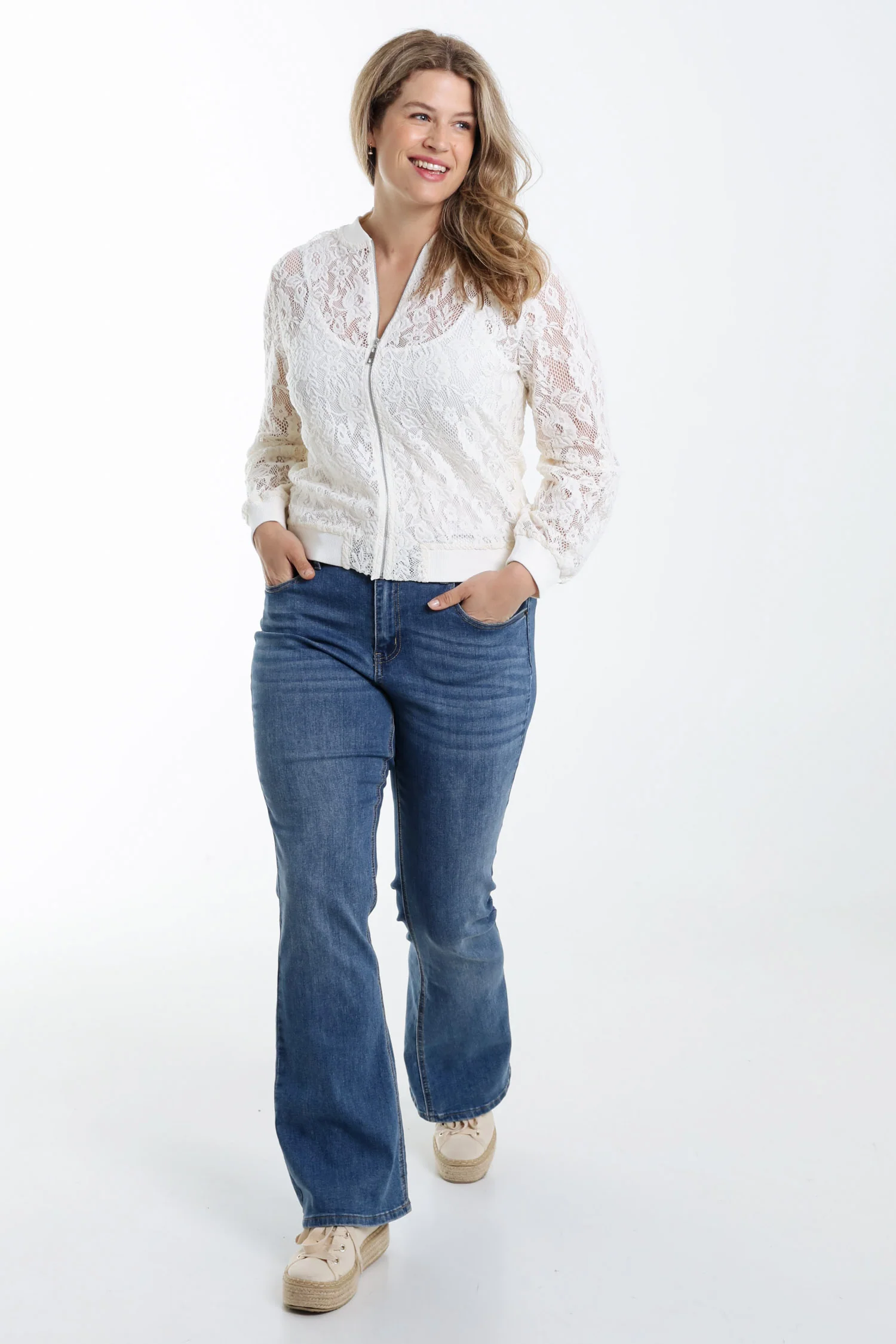 Bomber en coton maille filet fleurs - Image 8