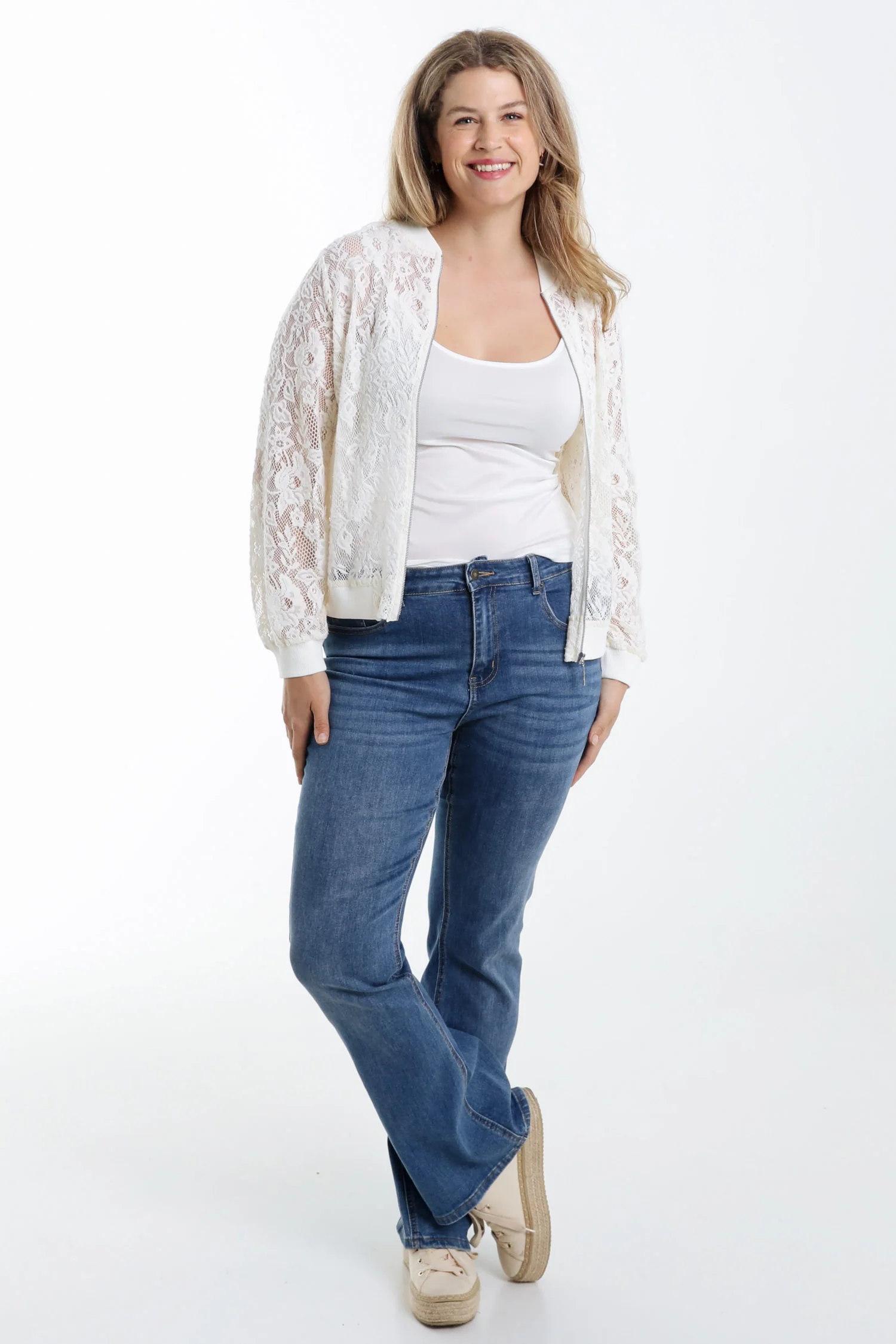 Bomber en coton maille filet fleurs - Image 9