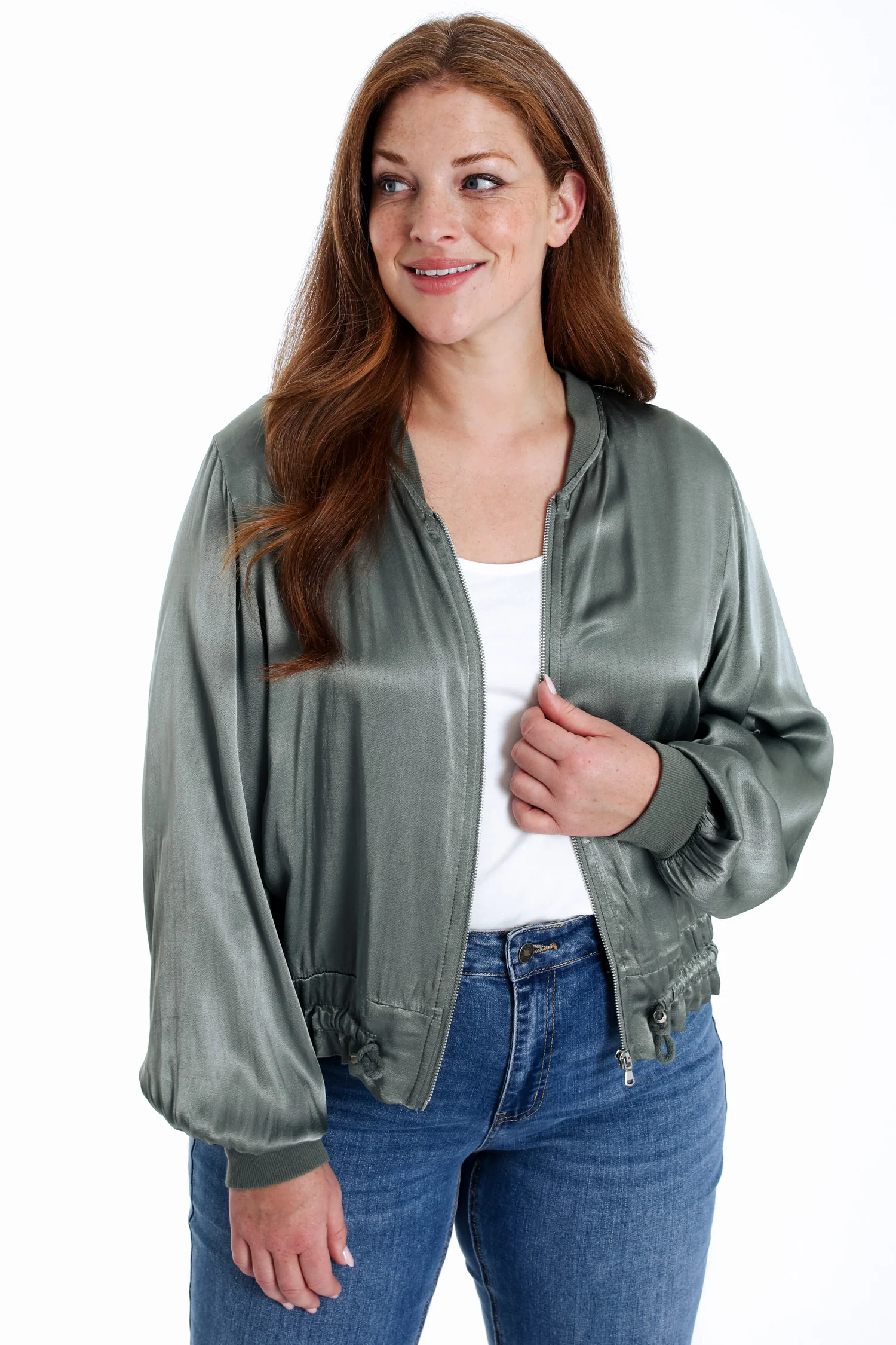 Bomber uni en viscose effet satin