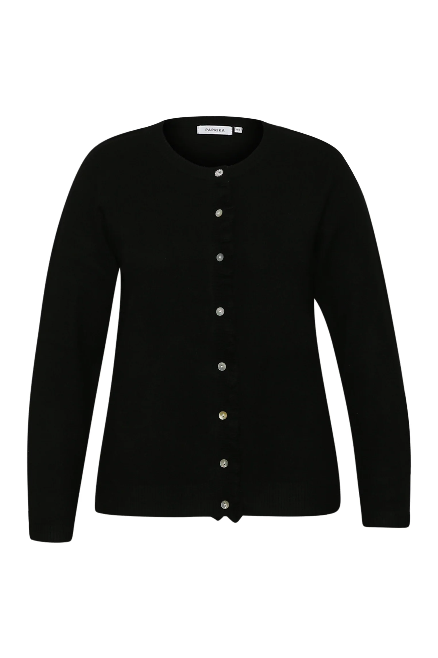 Cardigan boutonné uni avec volants - Image 8