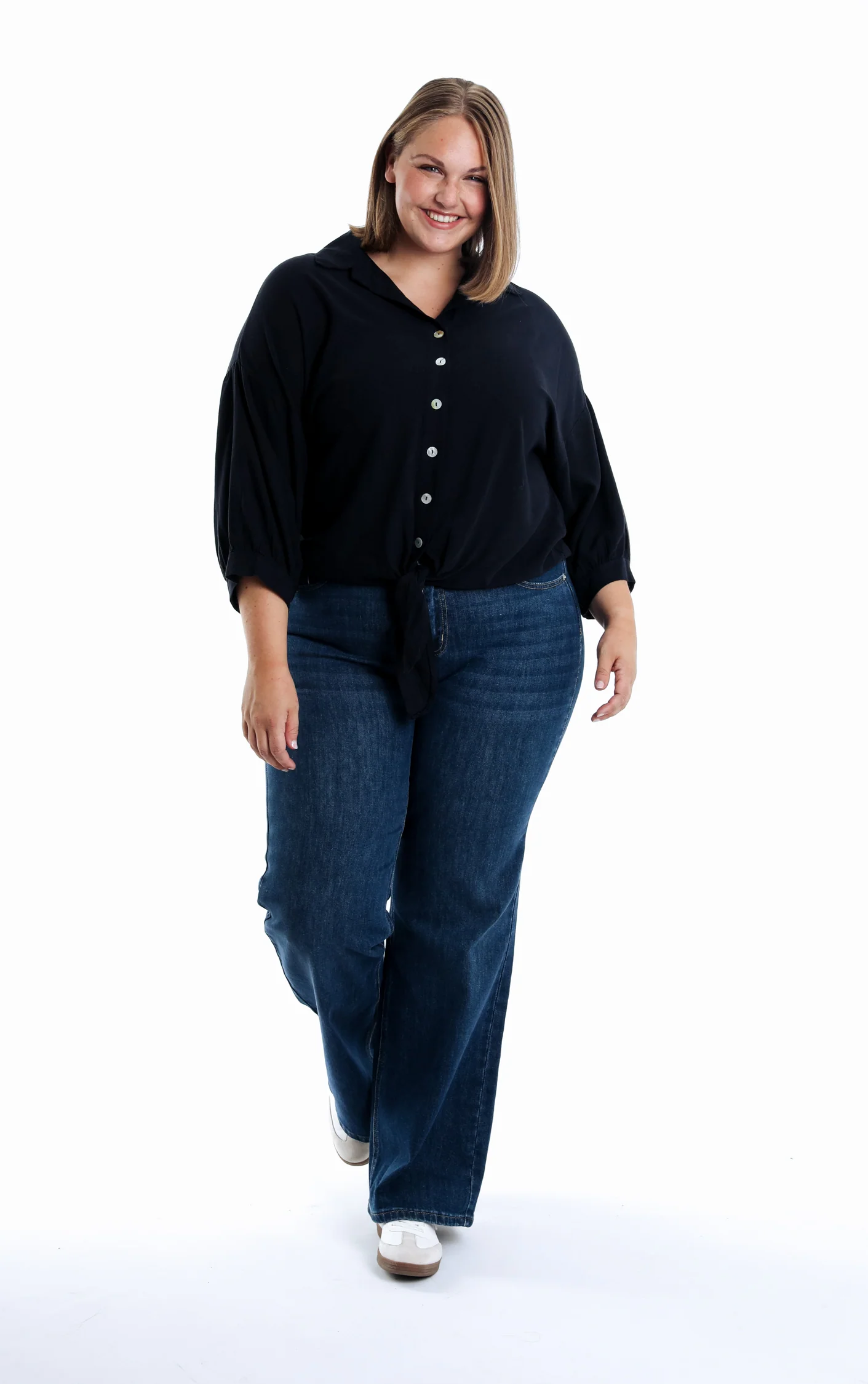 Chemise à nouer en lin et viscose unie - Image 5